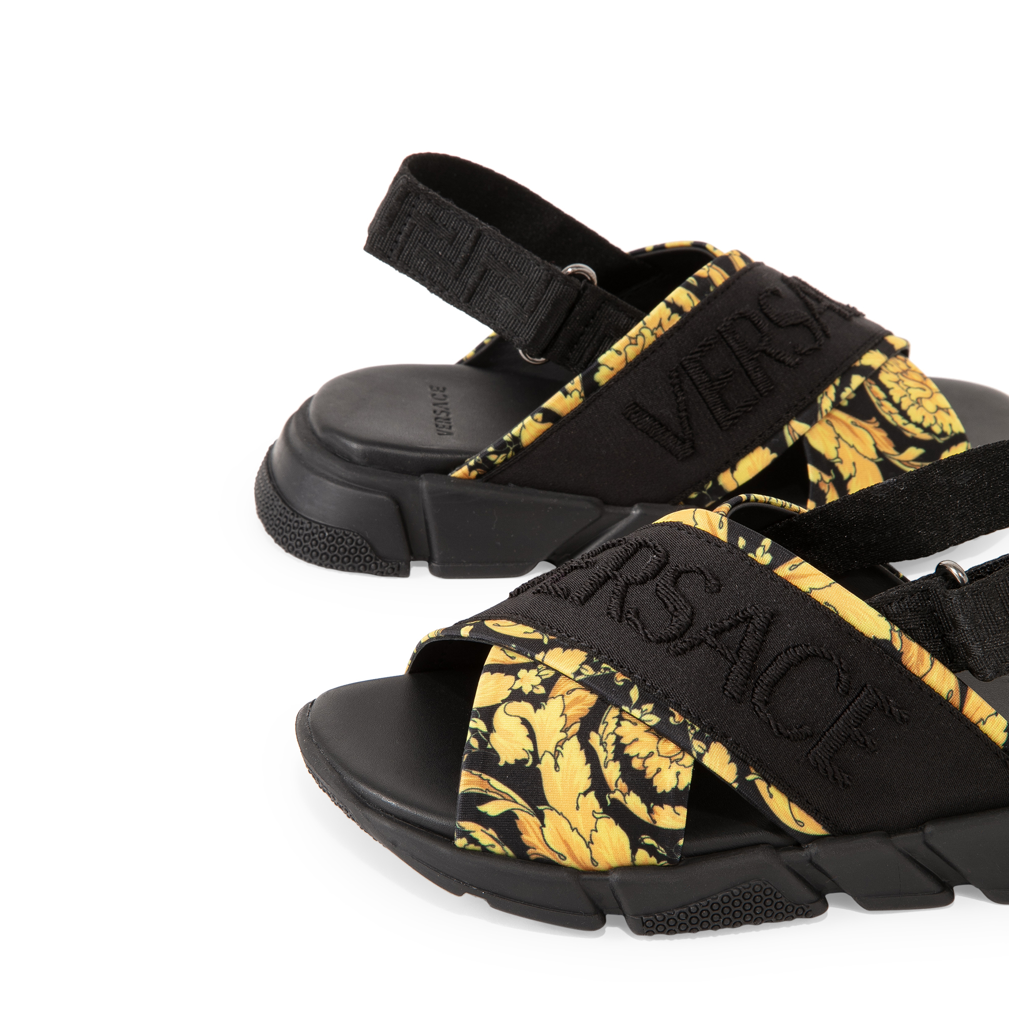 Barocco print sandals, Black