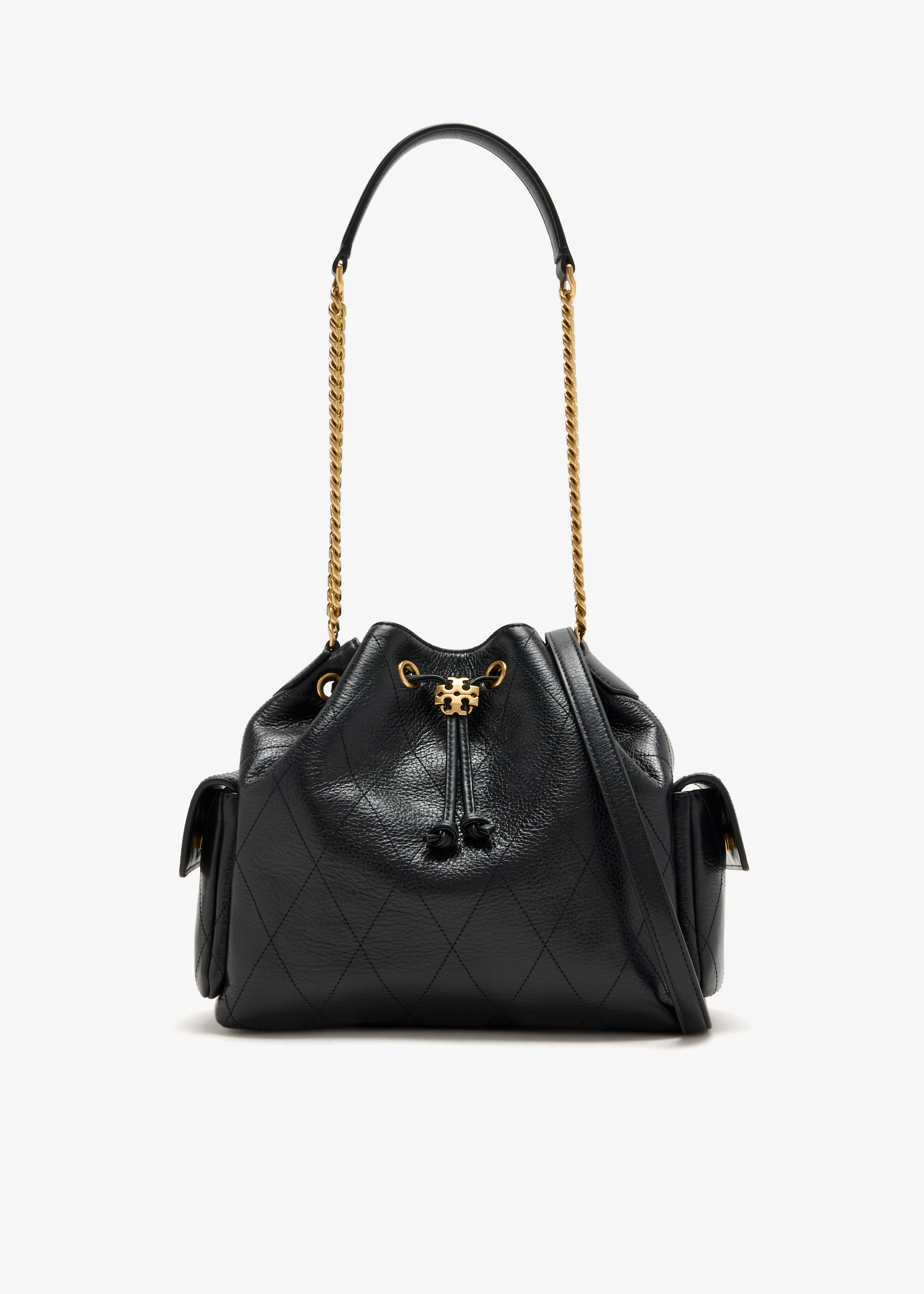 Charlie quilted drawstring bucket bag, Black
Charlie quilted drawstring bucket bag, Black