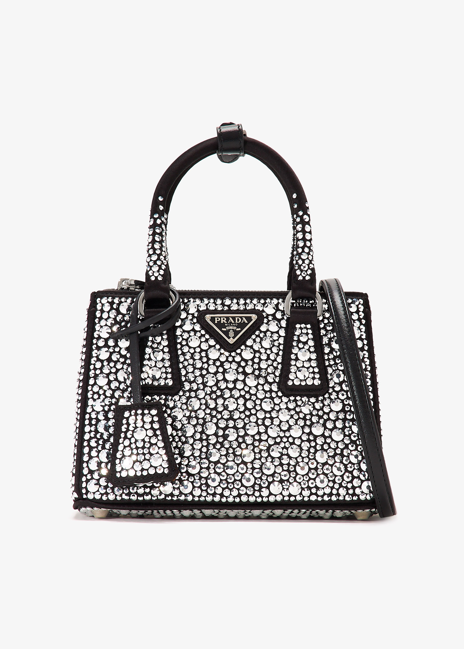 Prada Galleria crystal satin micro-bag, Black
Prada Galleria crystal satin micro-bag, Black