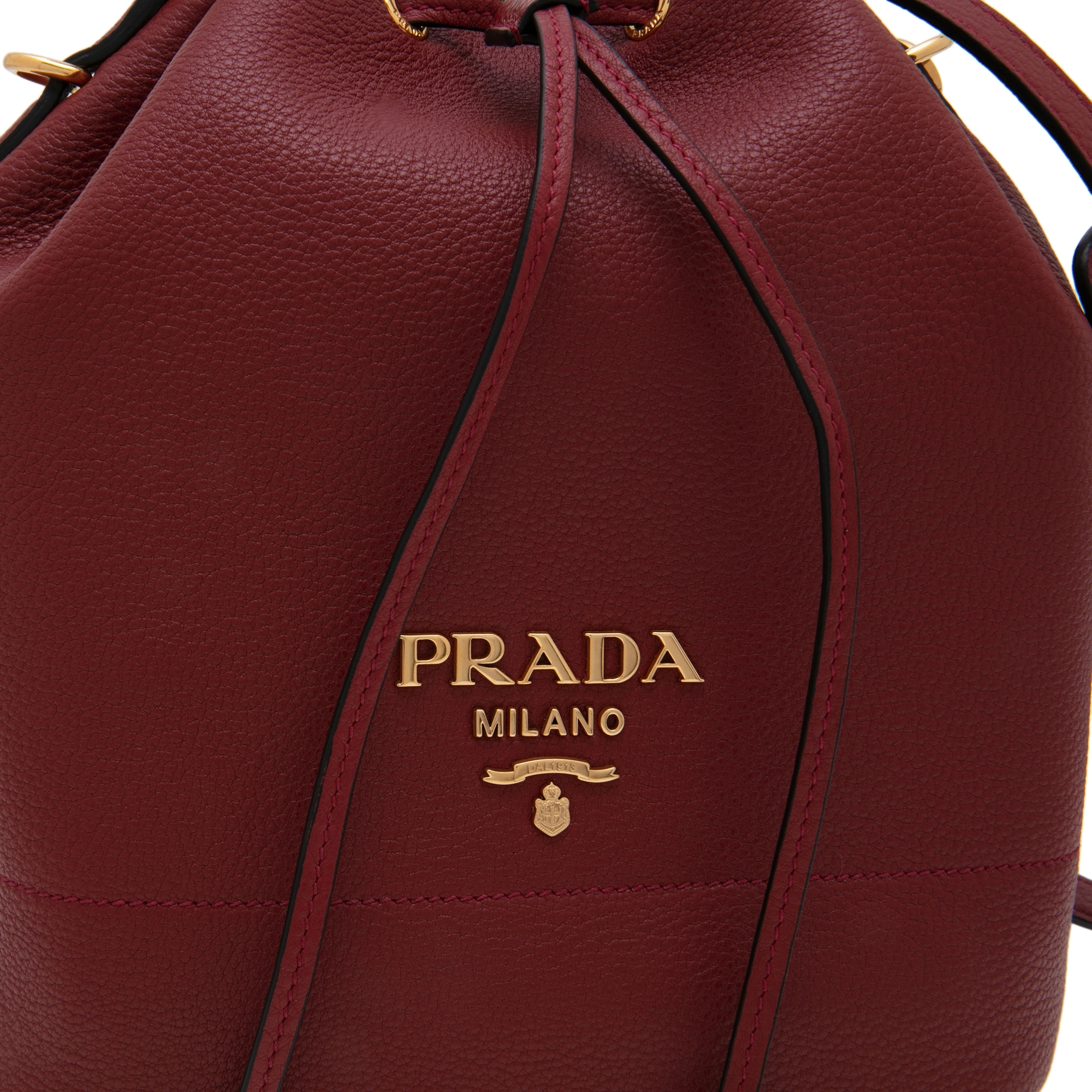 Leather bucket bag, Red