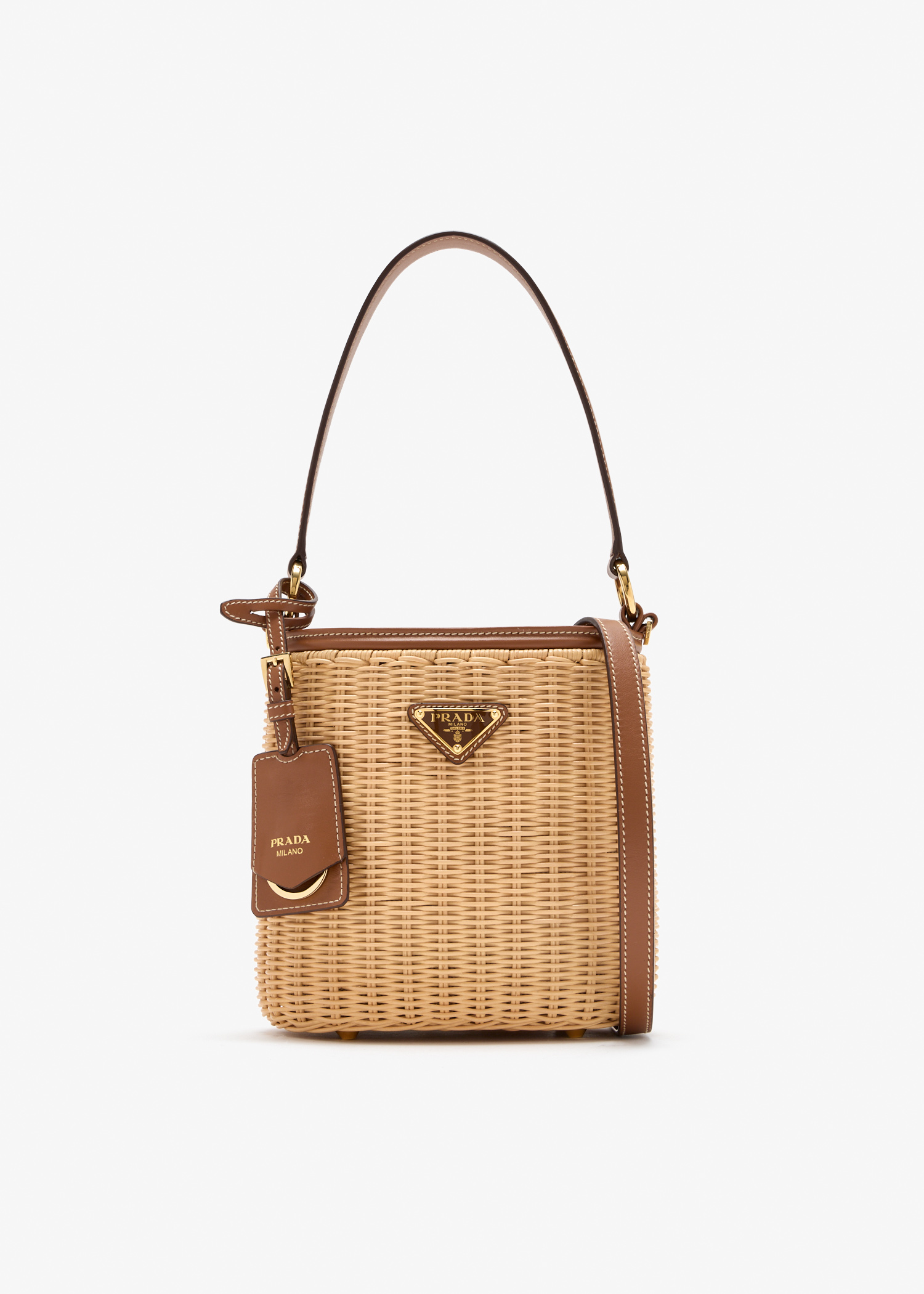 Wicker and leather bucket bag, Beige
Wicker and leather bucket bag, Beige