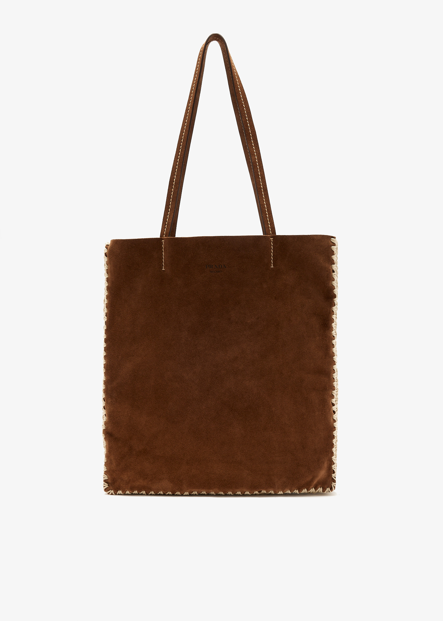 Large suede and crochet tote bag, Brown
Large suede and crochet tote bag, Brown