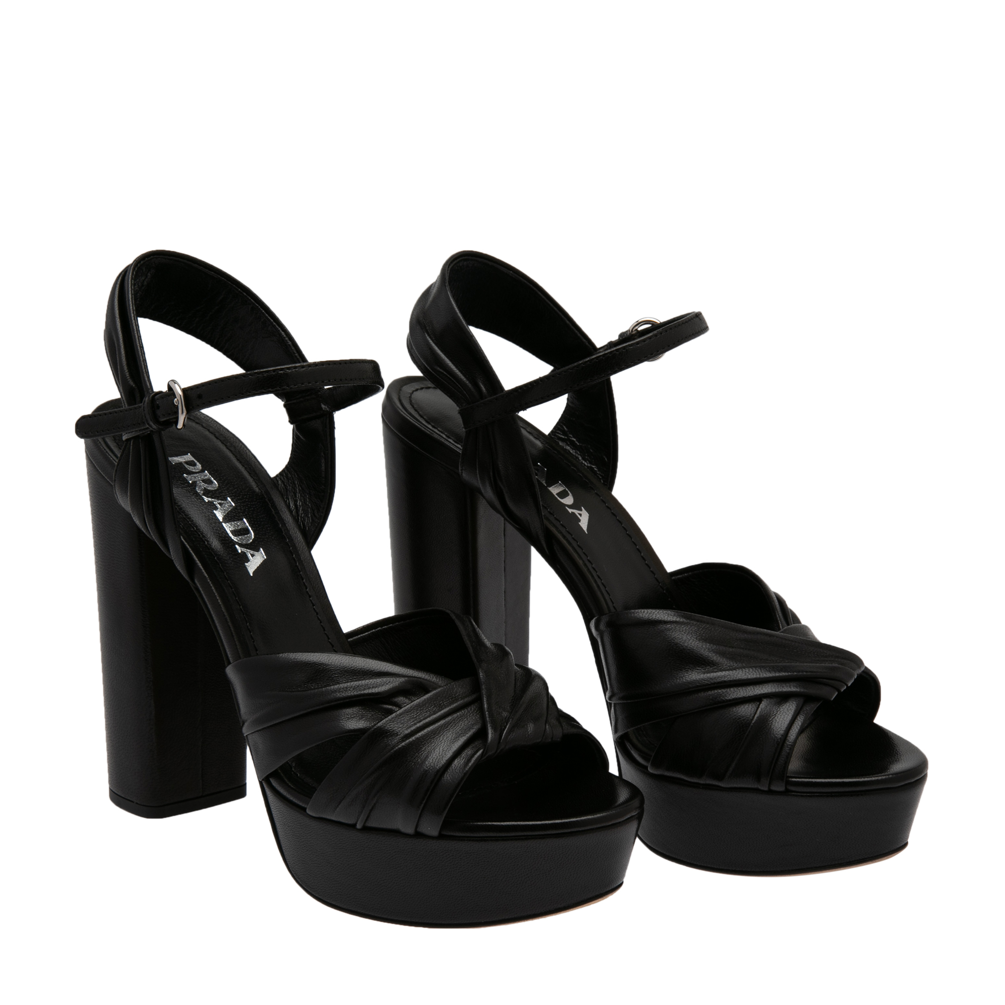 Leather platform sandals, Black