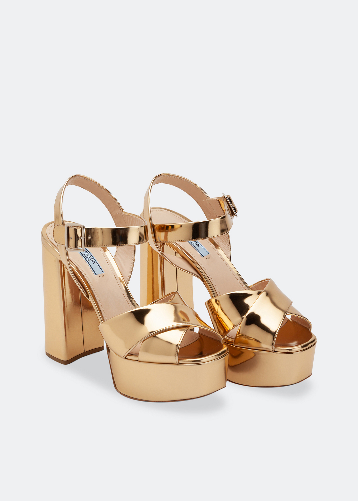 Leather platform sandals, Gold