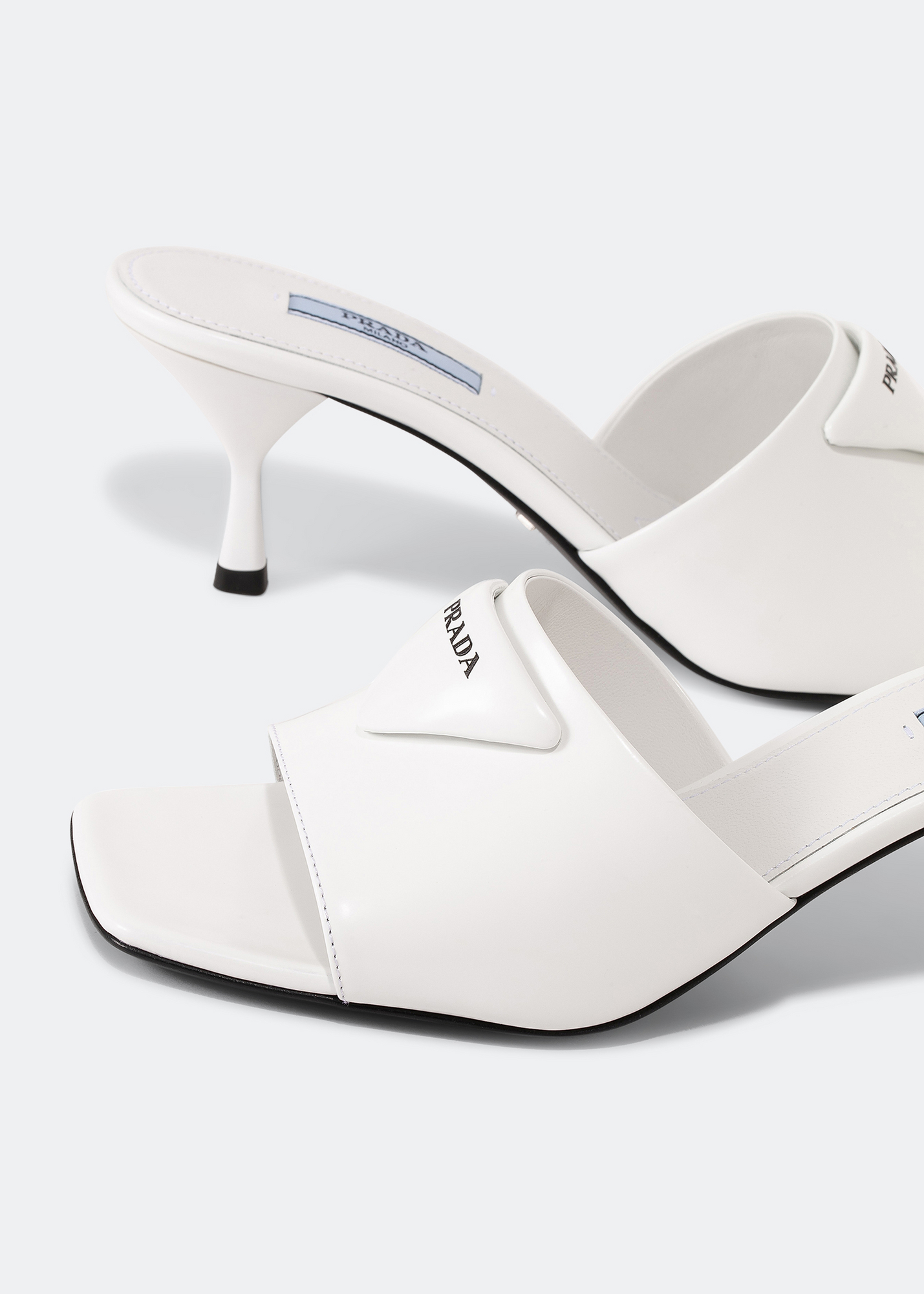 Open-toe mules, White