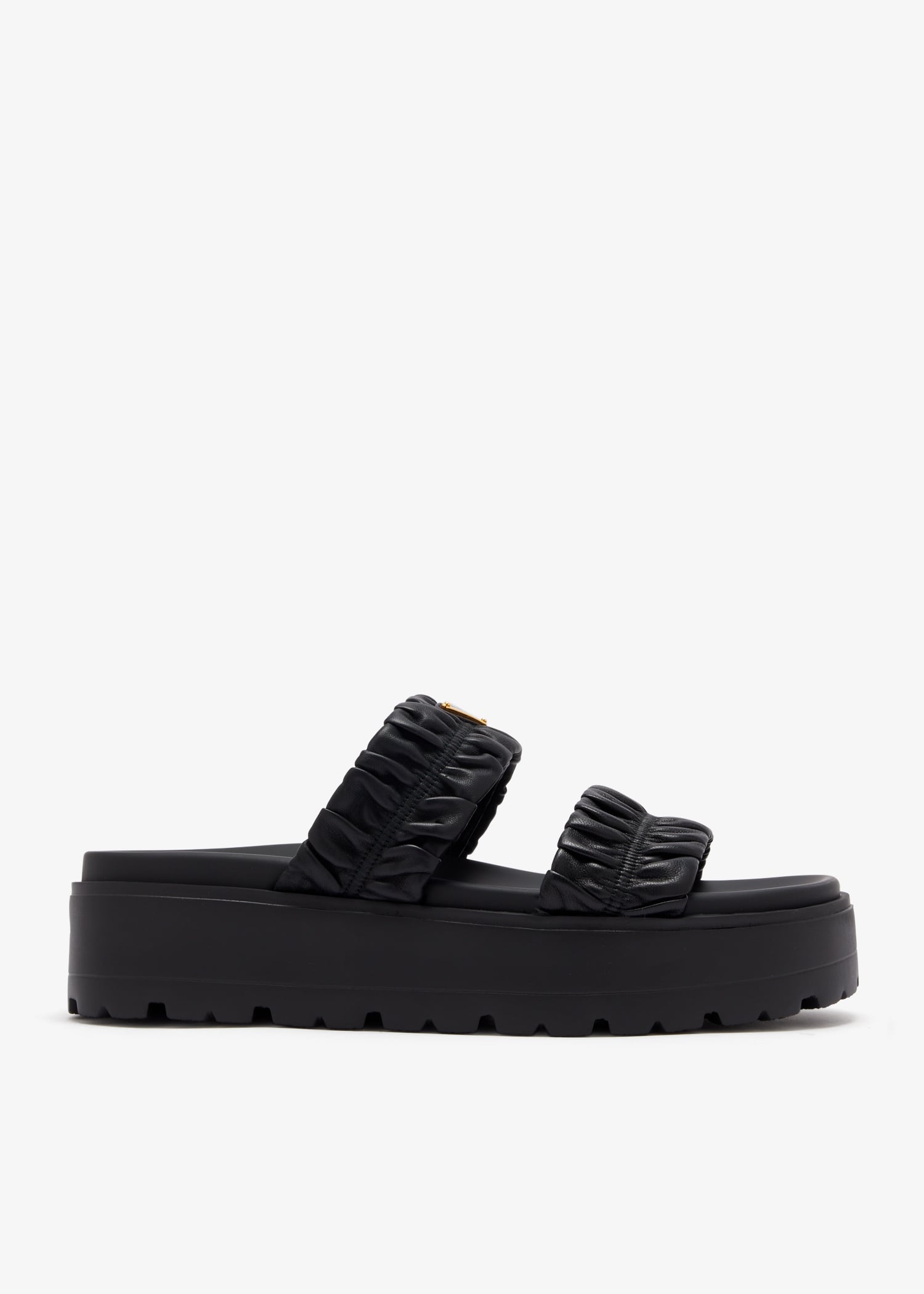 Matelassé nappa leather flatform slides, Black
Matelassé nappa leather flatform slides, Black