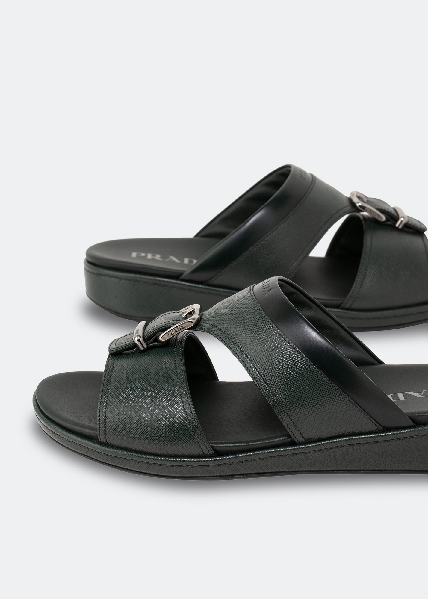 Saffiano leather sandals, Green