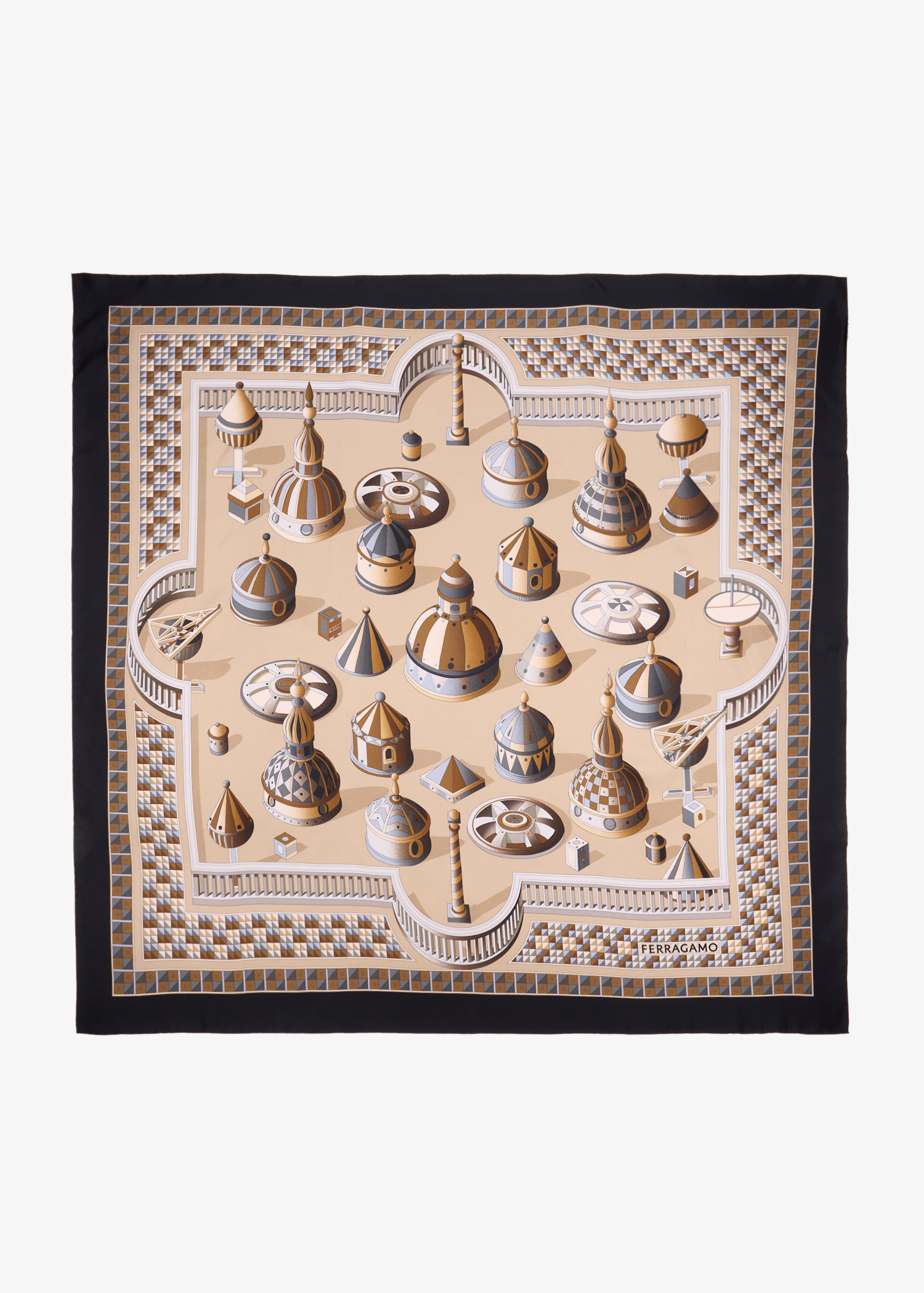 Geometric Renaissance print silk scarf, Printed
Geometric Renaissance print silk scarf, Printed