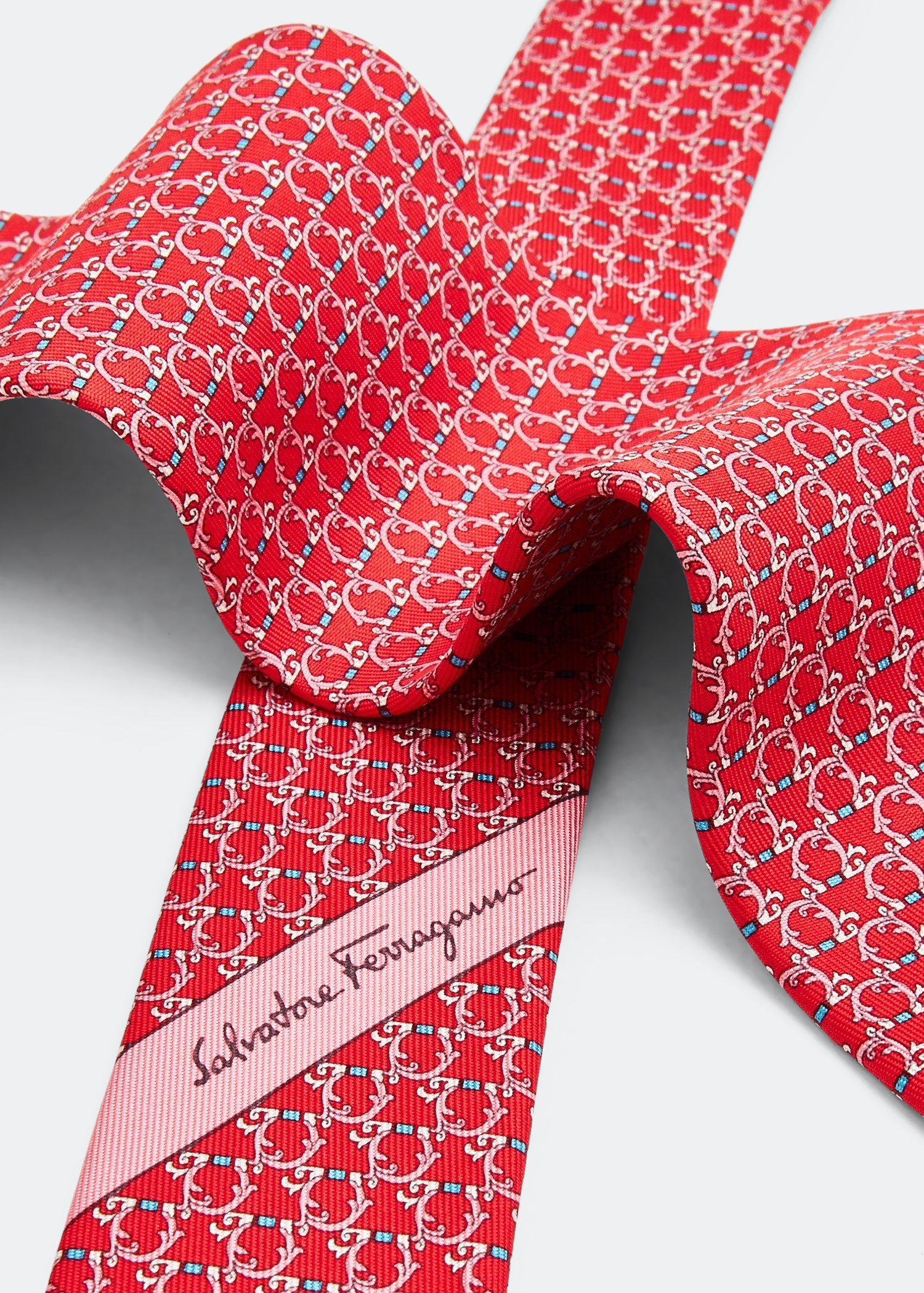 Gancini print tie, Red