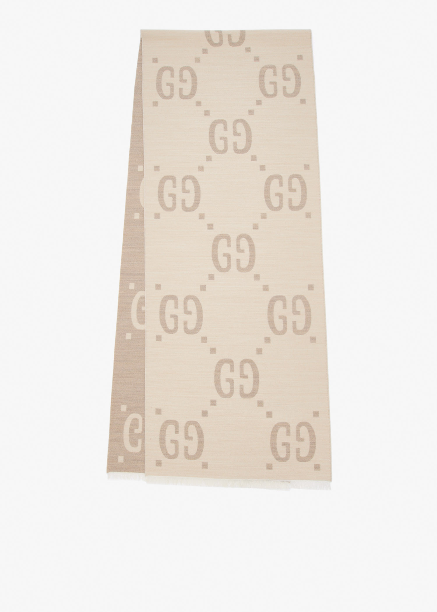 GG jacquard wool silk scarf, Cream
GG jacquard wool silk scarf, Cream