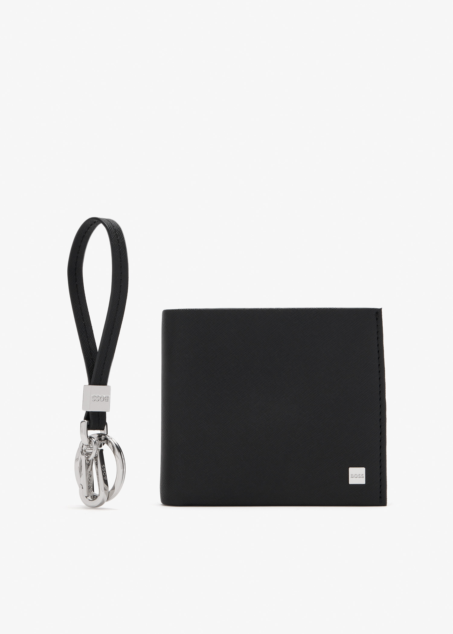 Logo Plate wallet and key ring gift set, Black
Logo Plate wallet and key ring gift set, Black