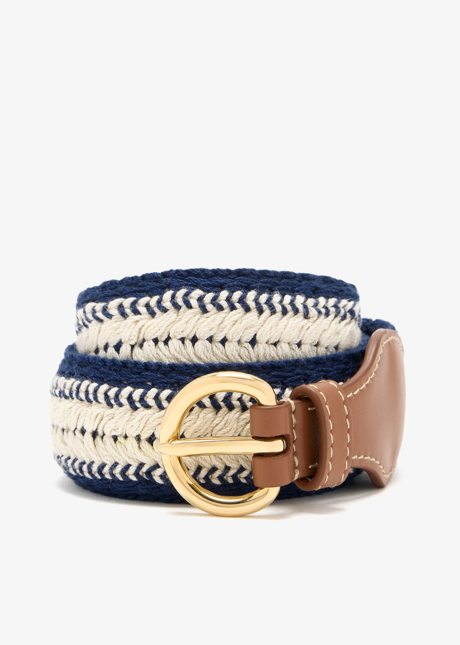 Leather and cotton crochet belt, Blue
Leather and cotton crochet belt, Blue