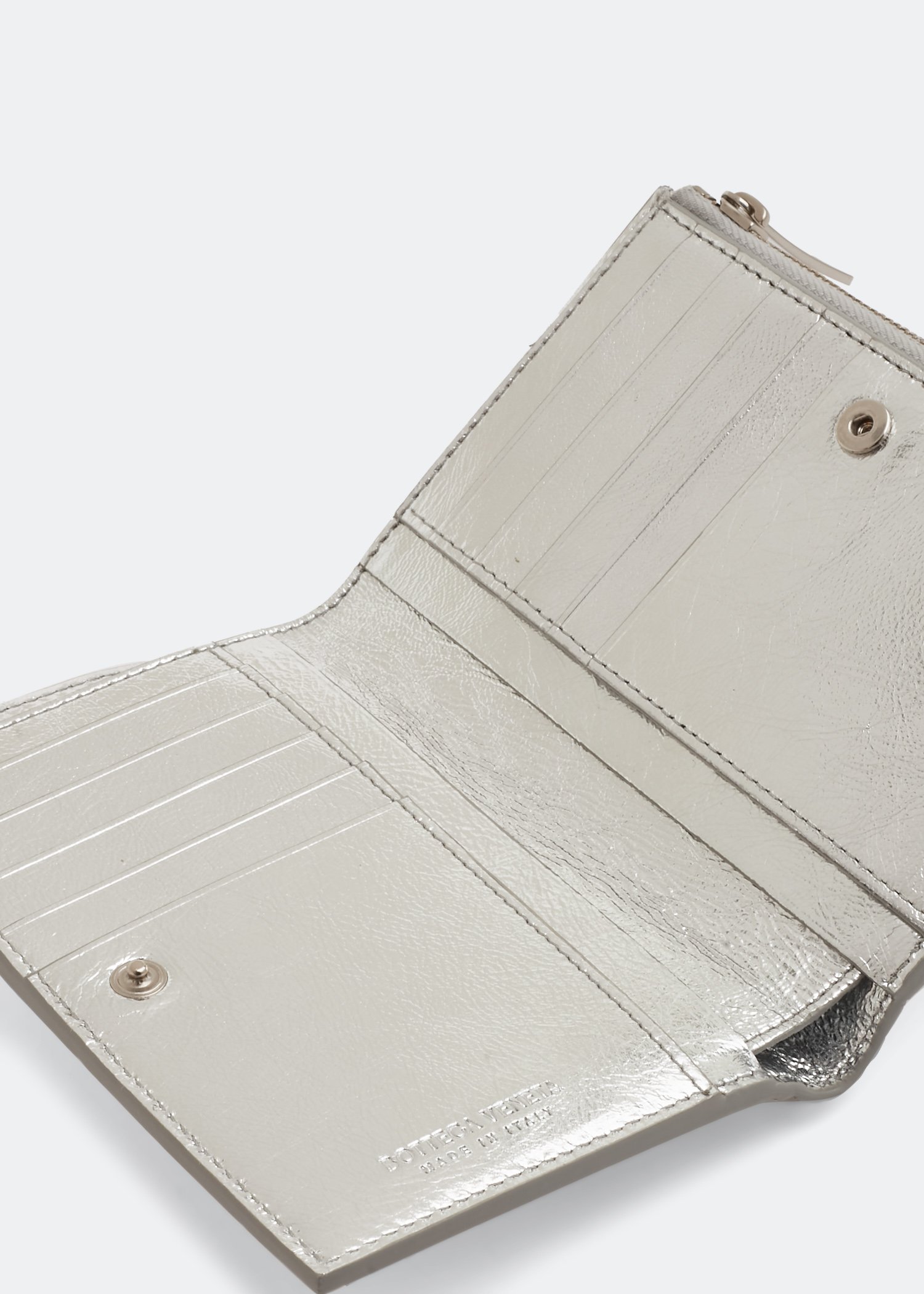 Bi-fold zipped wallet, Silver