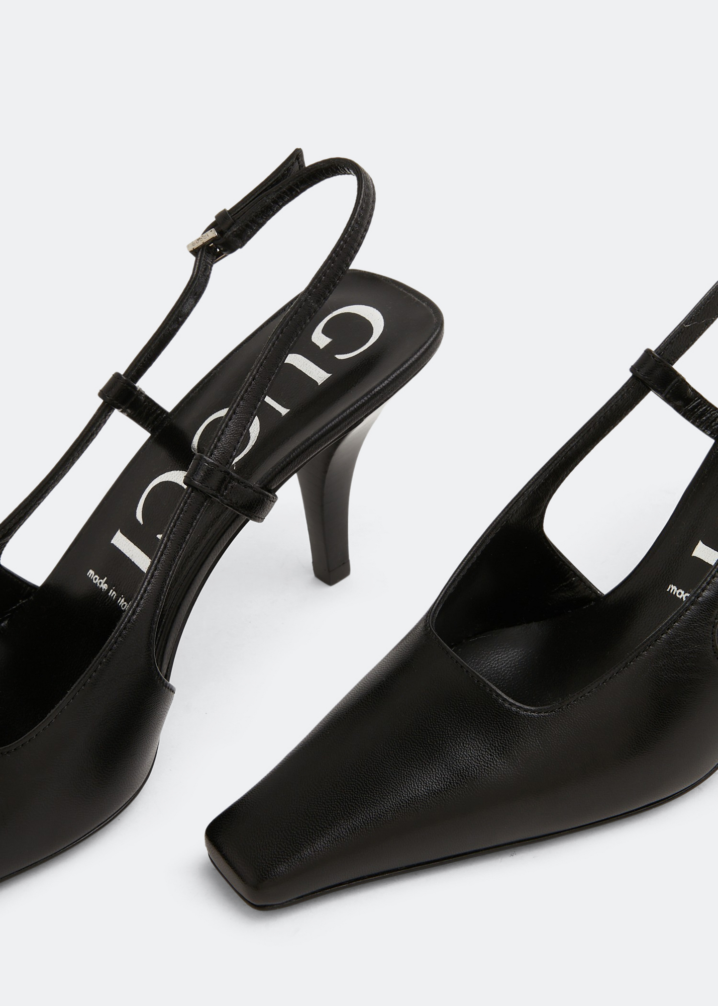 Sling-back leather pumps, Black