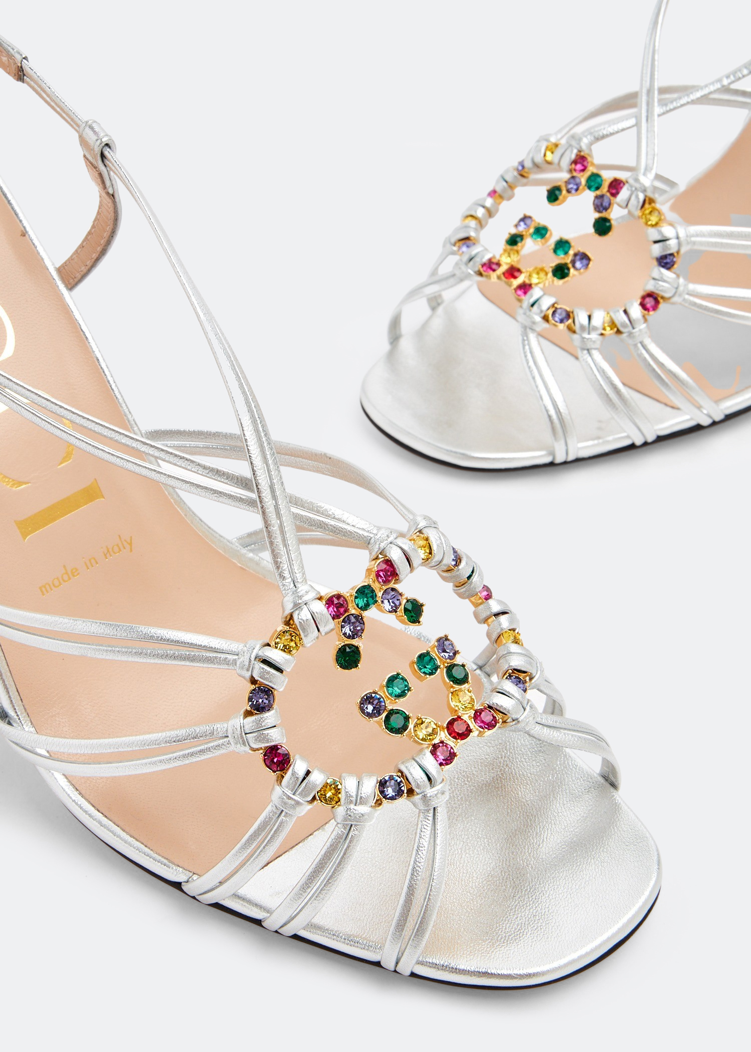 Interlocking G sandals, Silver