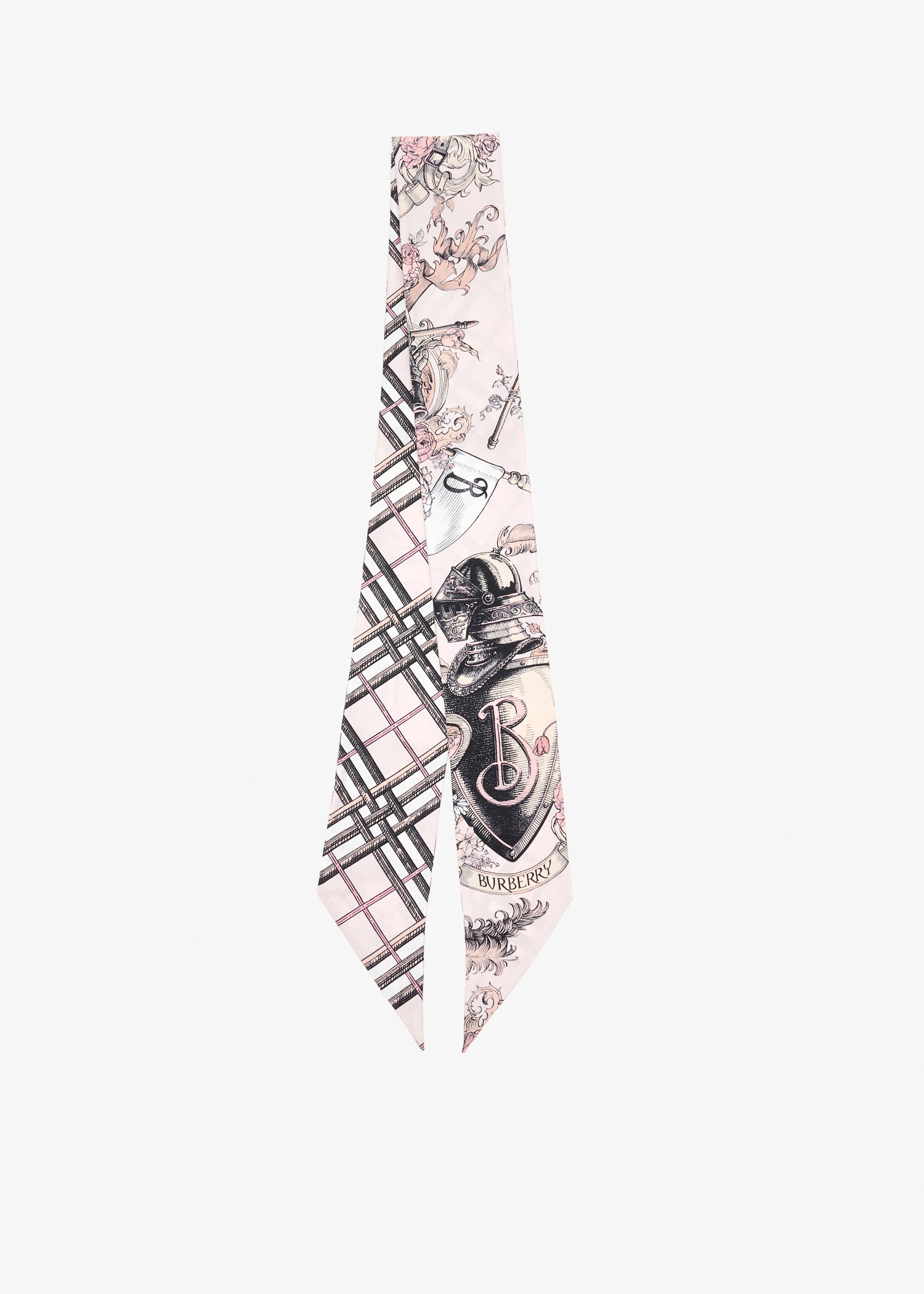 Skinny Reversible Etched Knight Silk scarf, Pink
Skinny Reversible Etched Knight Silk scarf, Pink