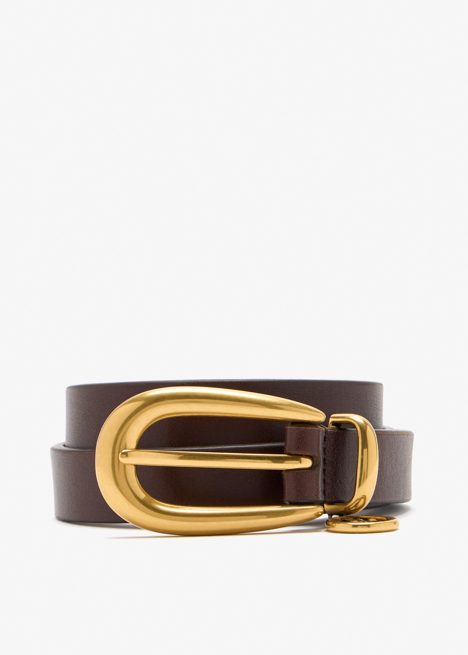Cassandre charm elongated buckle thin belt, Brown
Cassandre charm elongated buckle thin belt, Brown