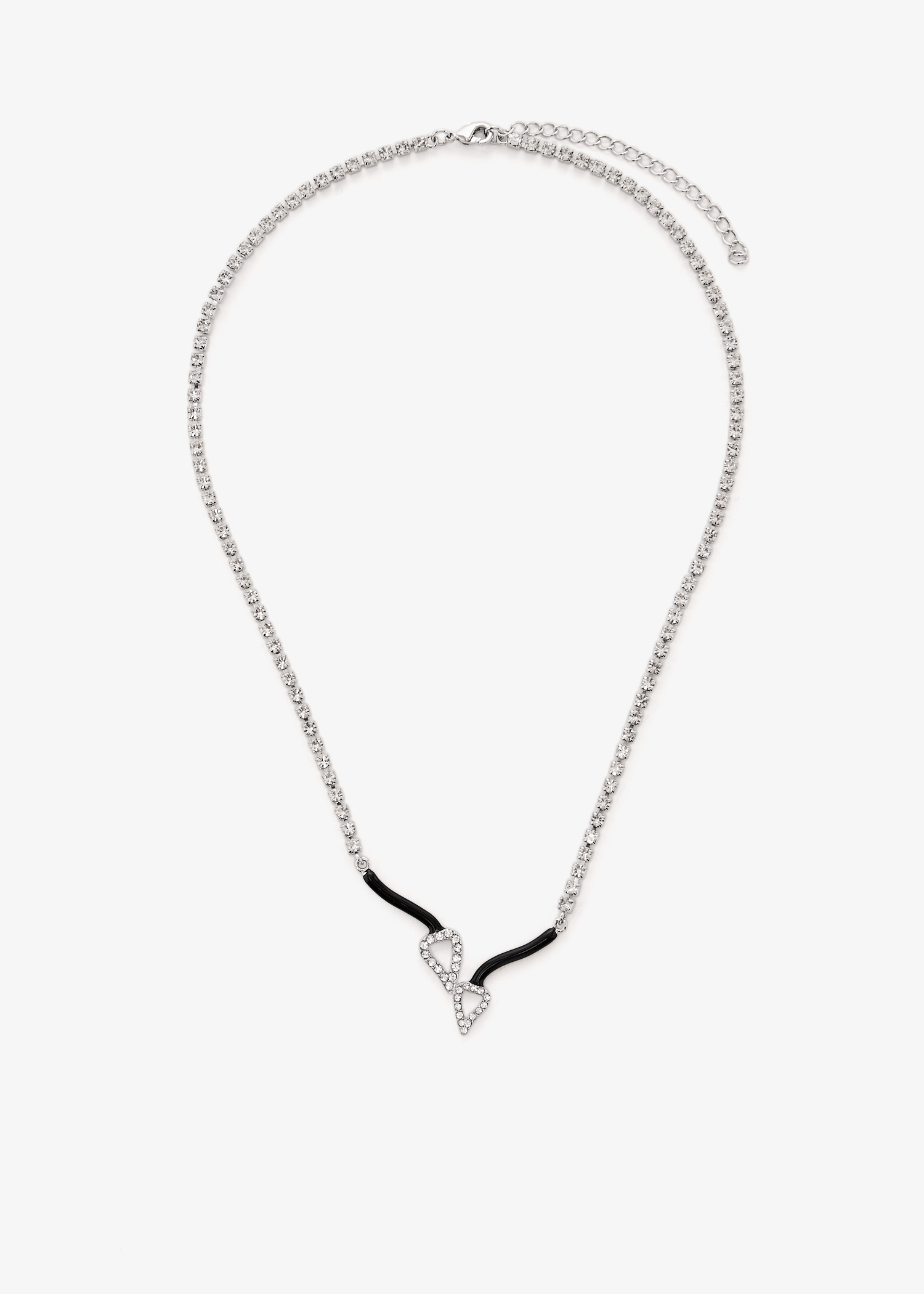 Twin crystal enamel necklace, Black
Twin crystal enamel necklace, Black