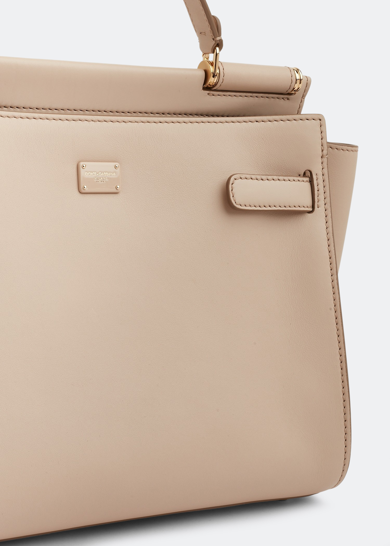 Medium Sicily calfskin soft bag, Beige