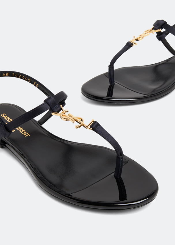 Saint Laurent Cassandra Flat Sandals For Women Black In Ksa Level Shoes