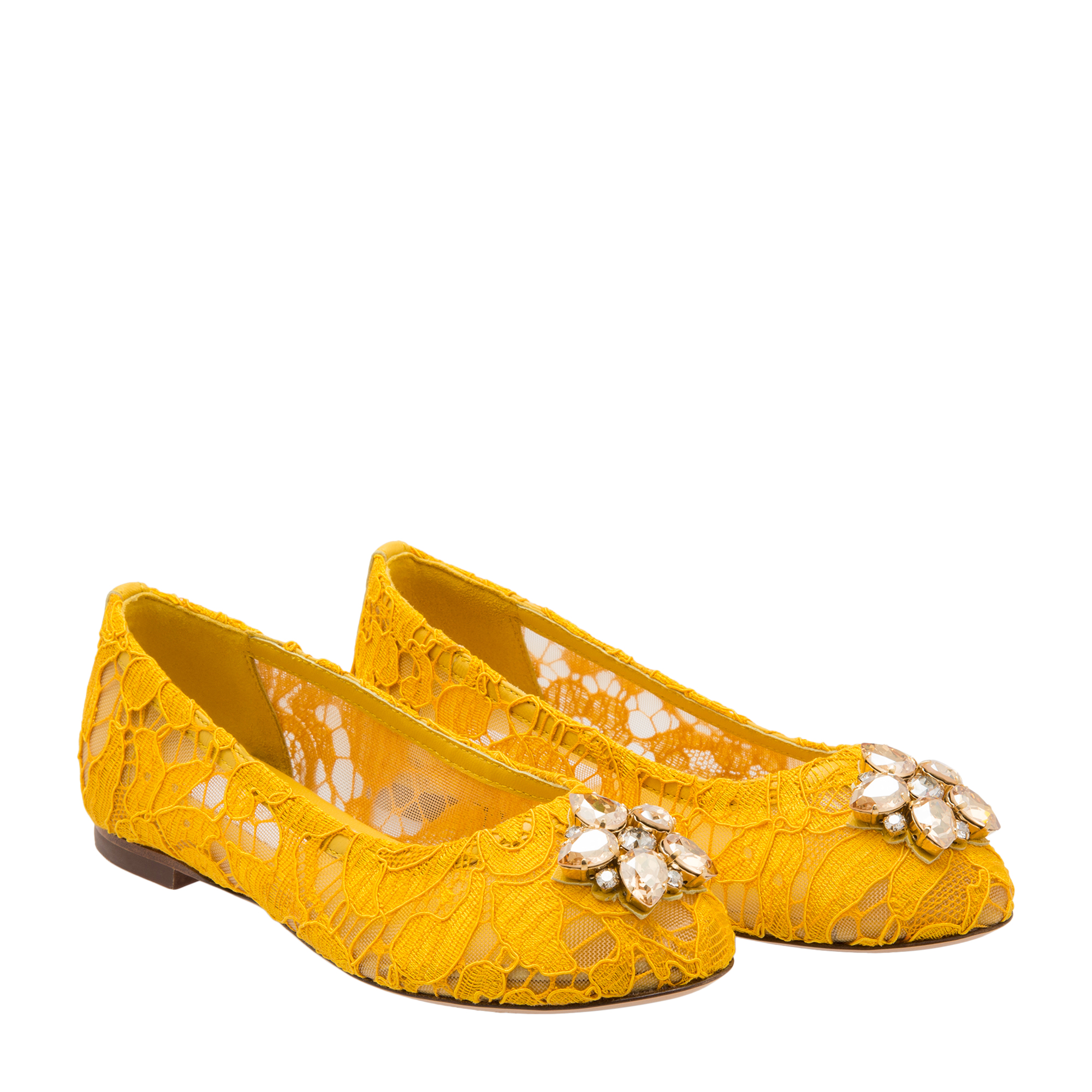 Lace embellished flats, Brown