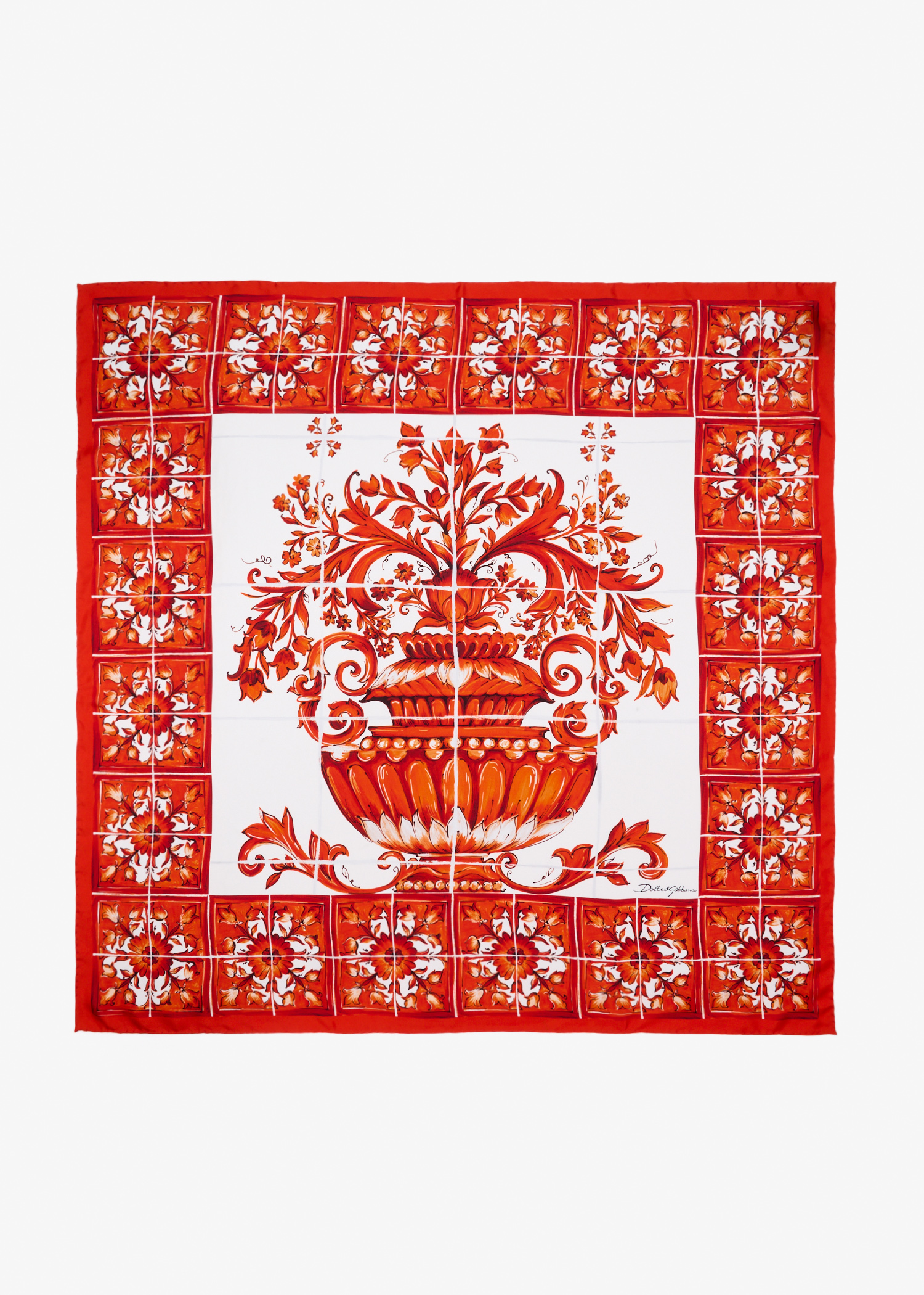Majolica-print silk twill scarf, Printed
Majolica-print silk twill scarf, Printed