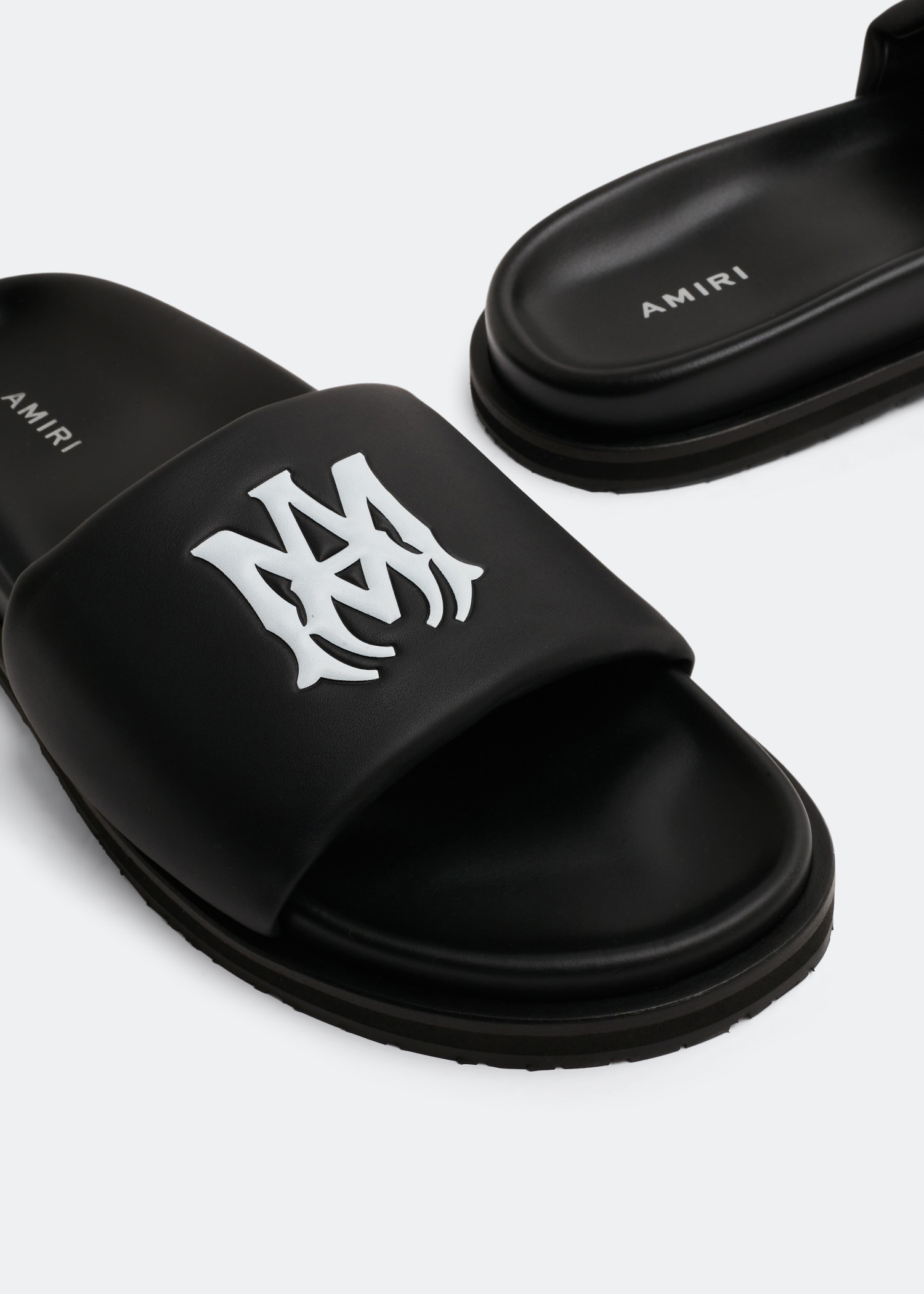 Leather slides, Black