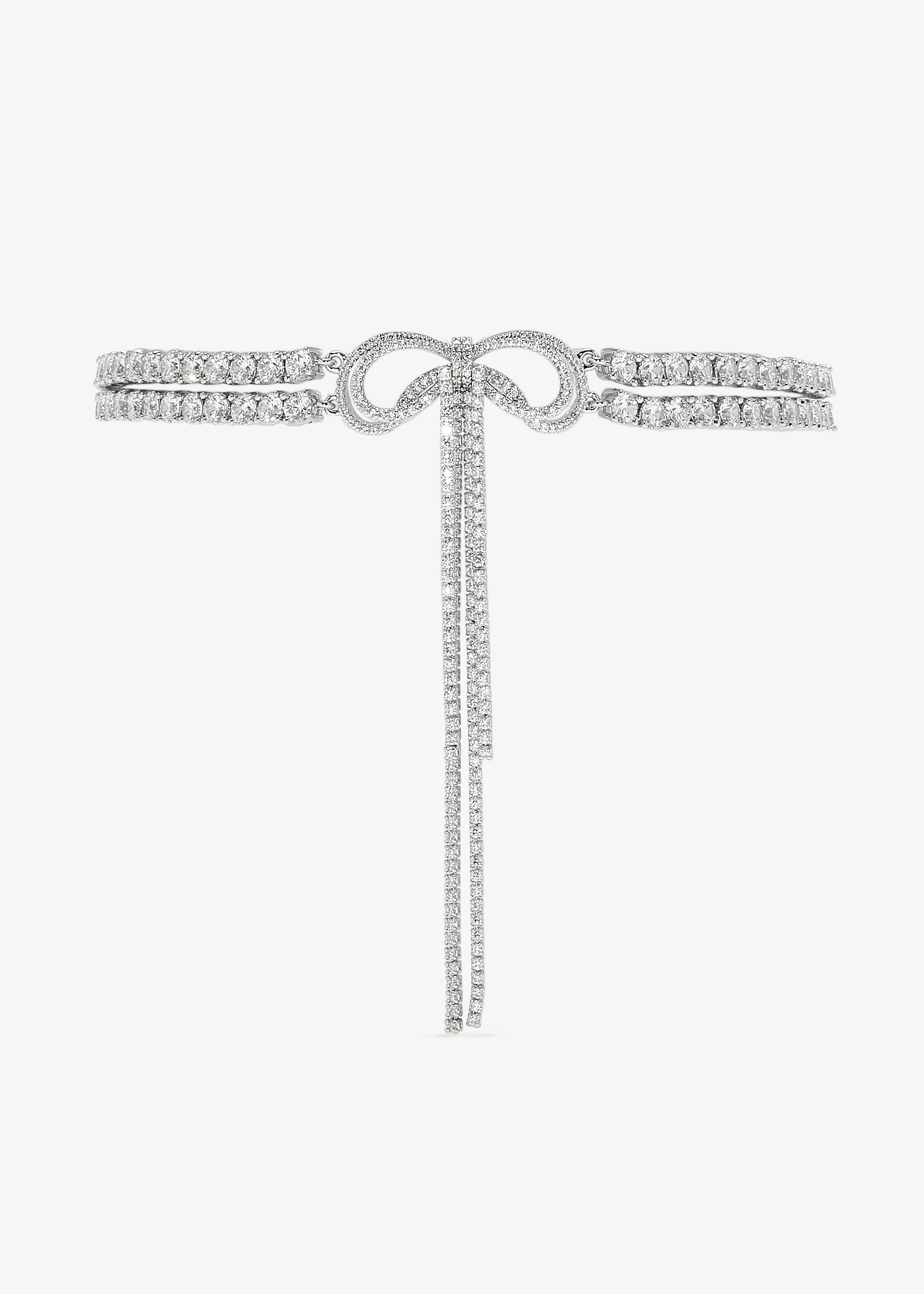 Double crystal bow choker, Silver
Double crystal bow choker, Silver