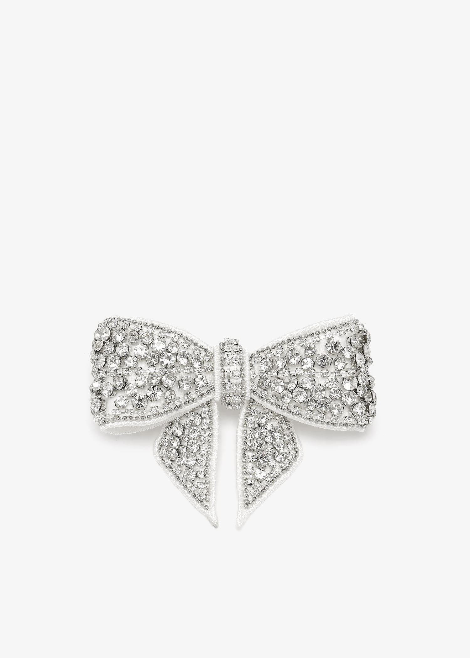 Crystal embellished bow hair clip, White
Crystal embellished bow hair clip, White