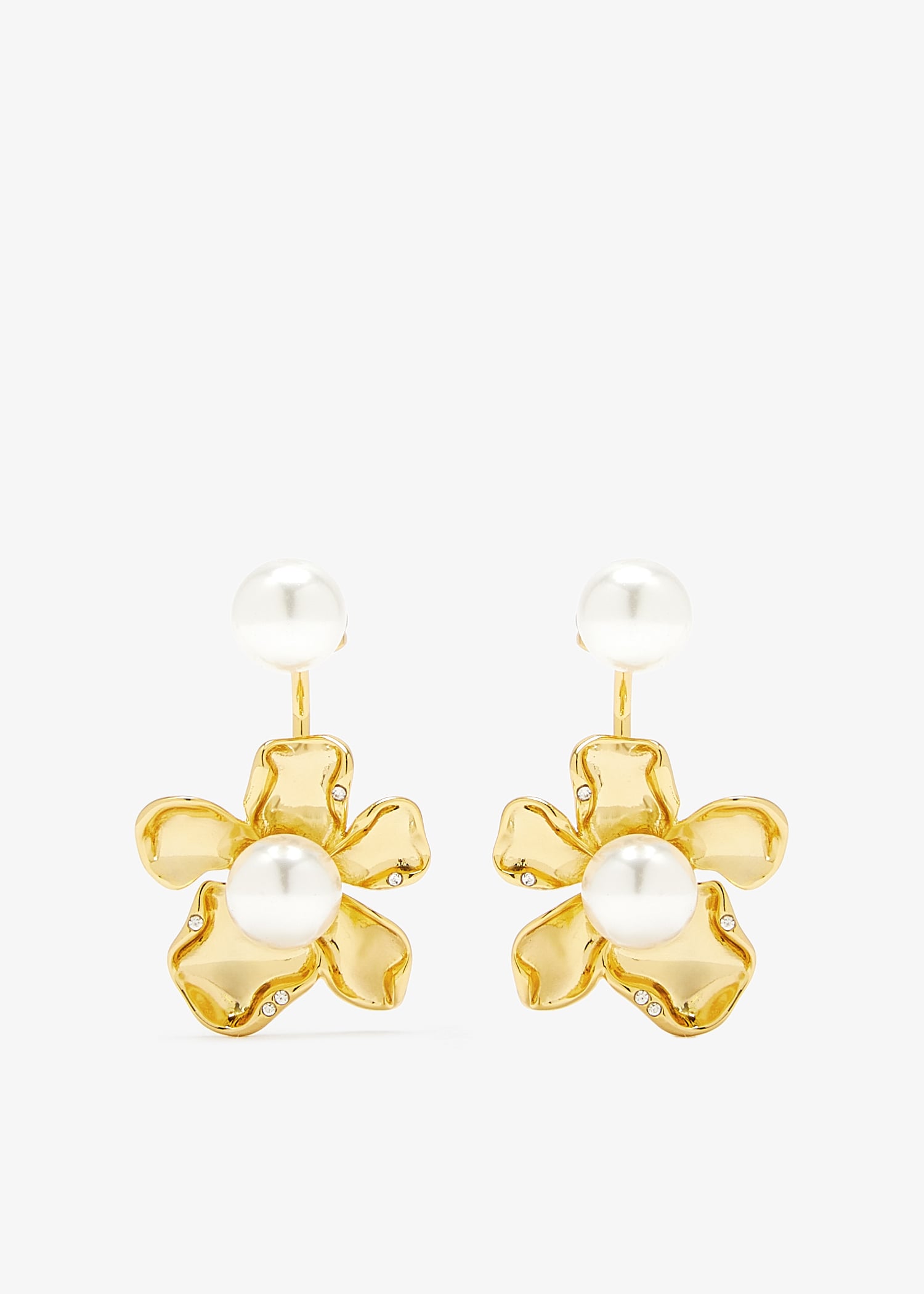 Flower pearl jacket earrings, Gold
Flower pearl jacket earrings, Gold