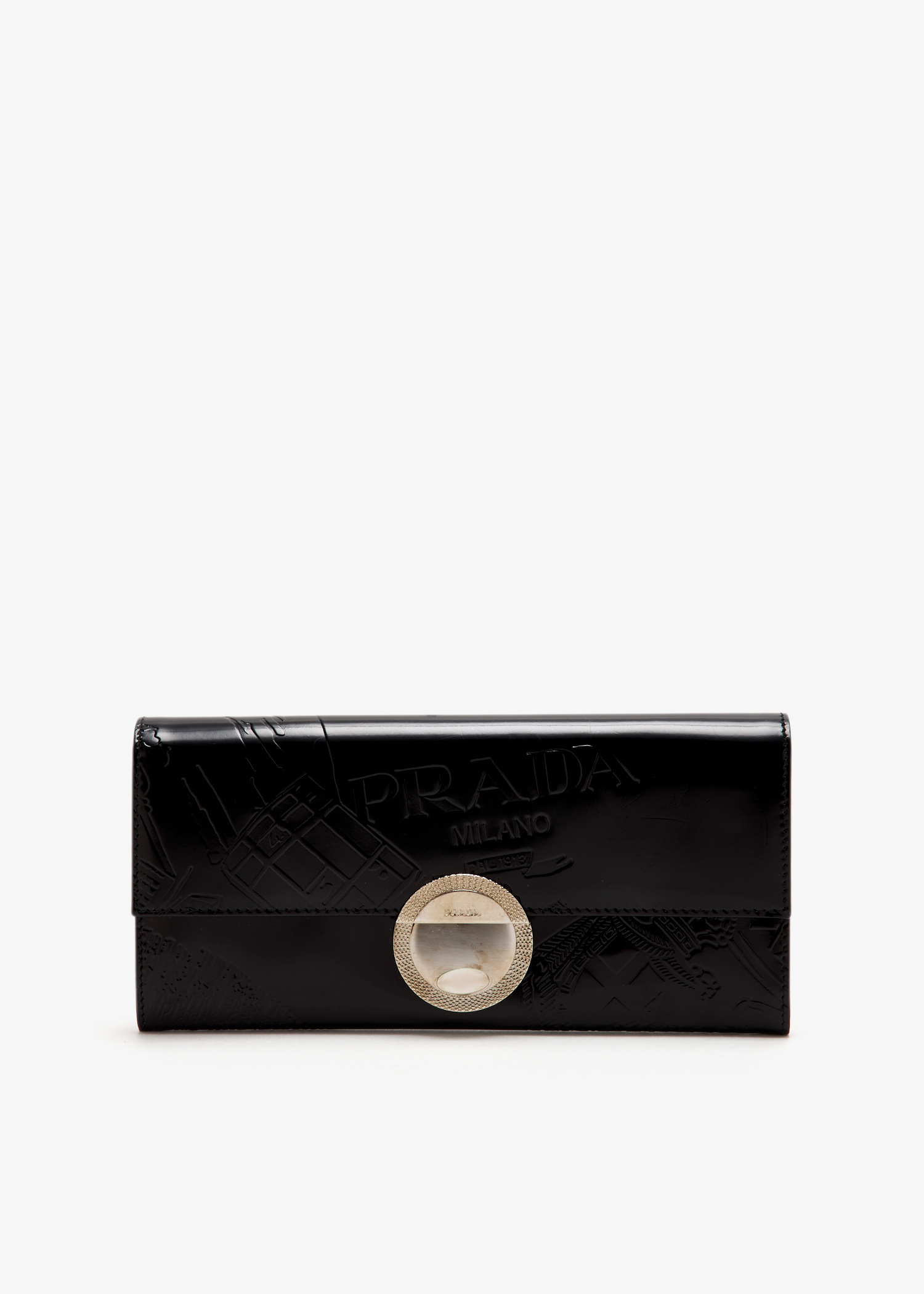 Logo-embossed long flap wallet, Black
Logo-embossed long flap wallet, Black