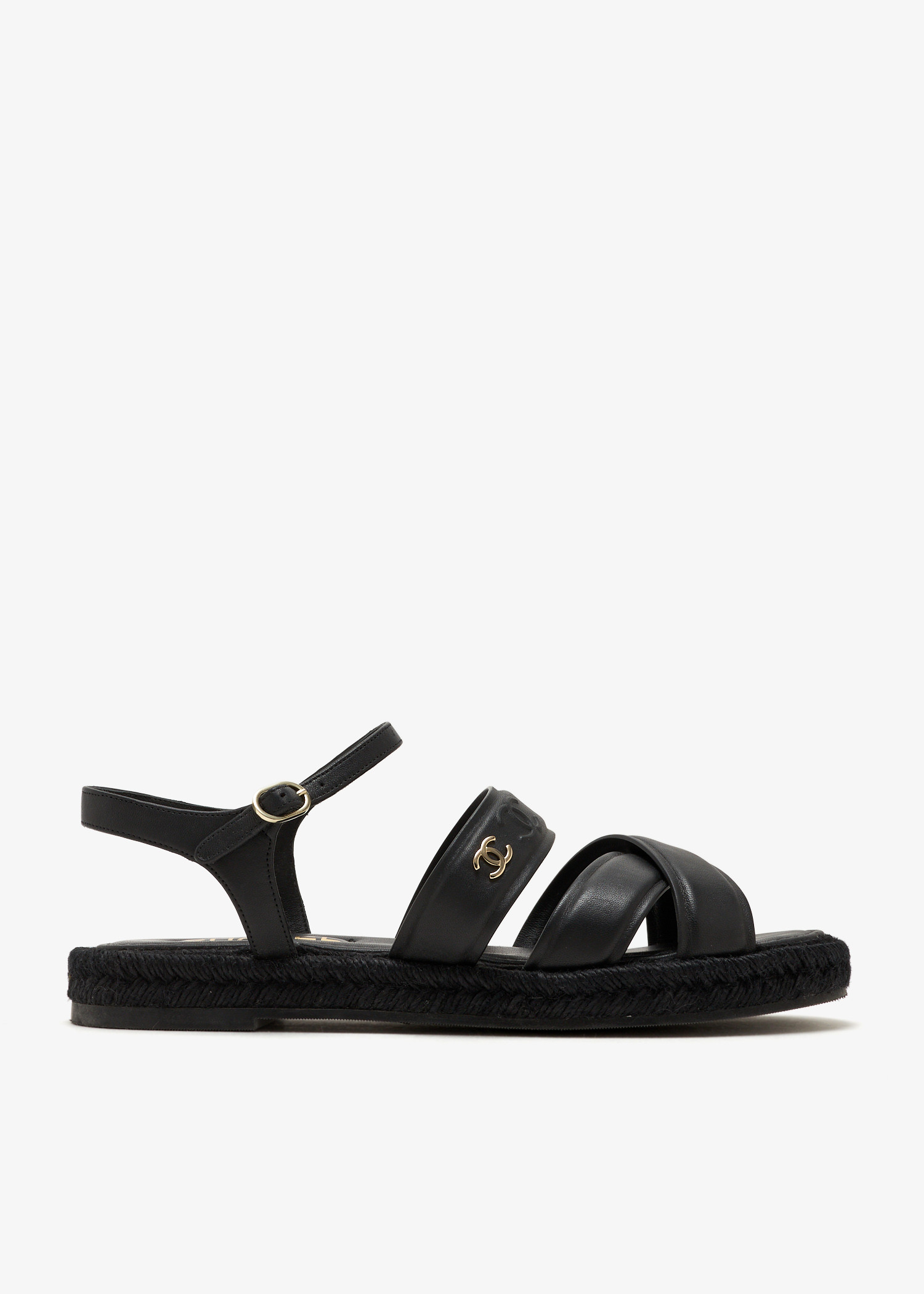 Cross-strap espadrille sandals, Black
Cross-strap espadrille sandals, Black