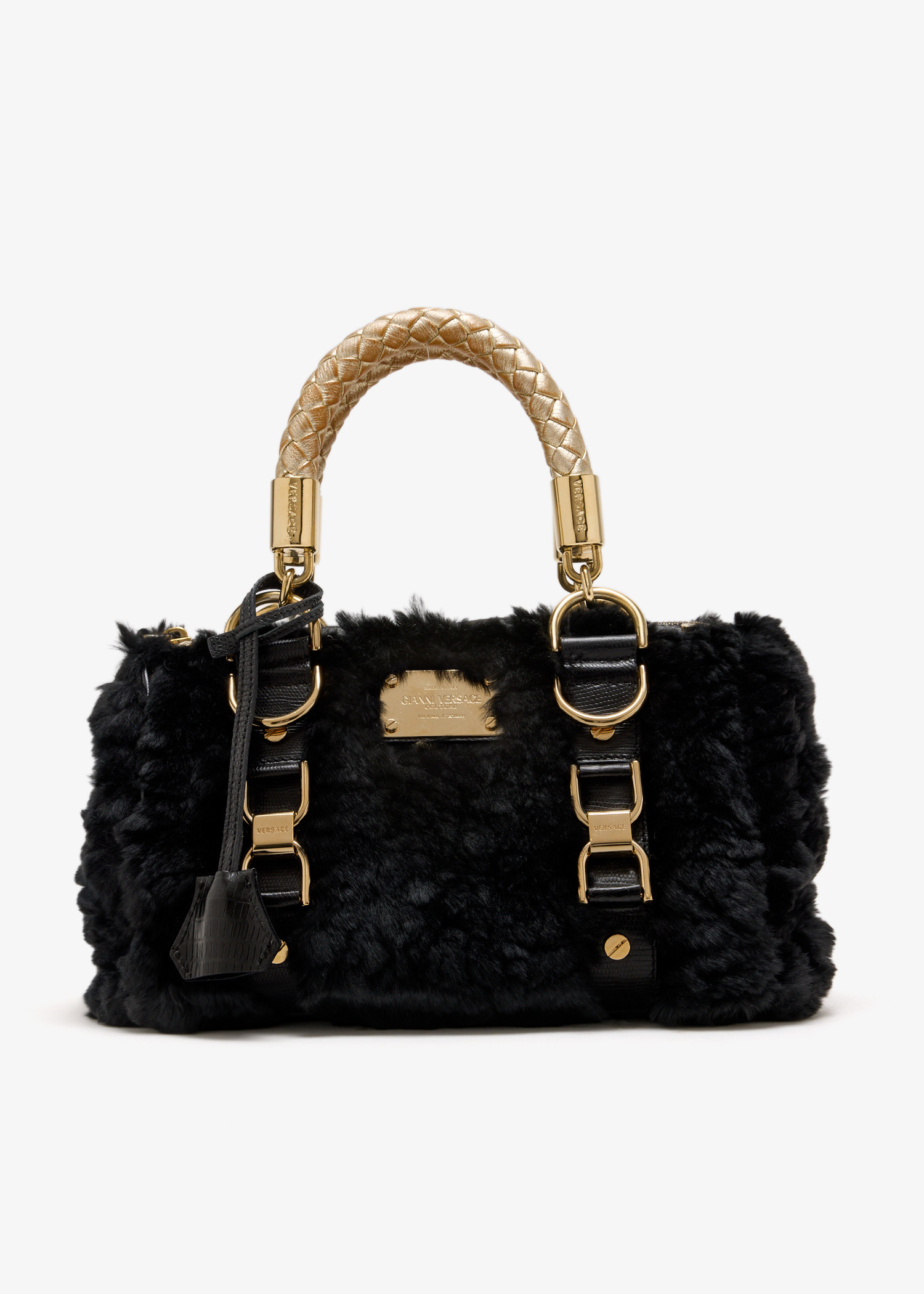 Faux fur top handle bag, Black
Faux fur top handle bag, Black