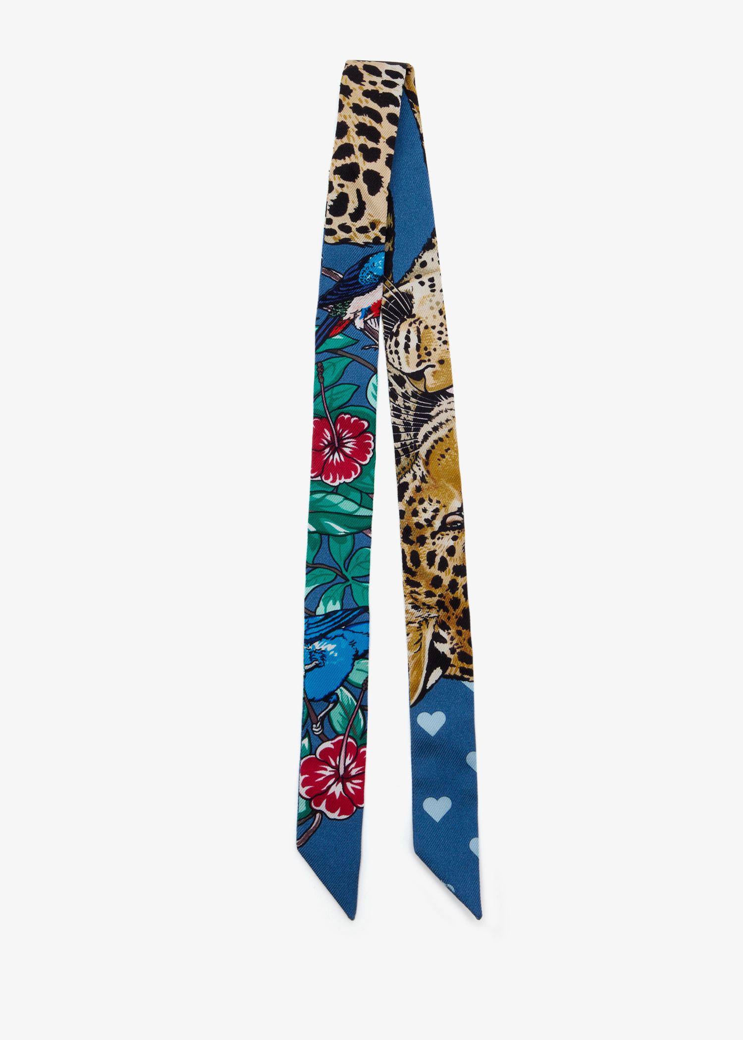 Jungle Love Love Doll Silk twilly scarf, Blue
Jungle Love Love Doll Silk twilly scarf, Blue