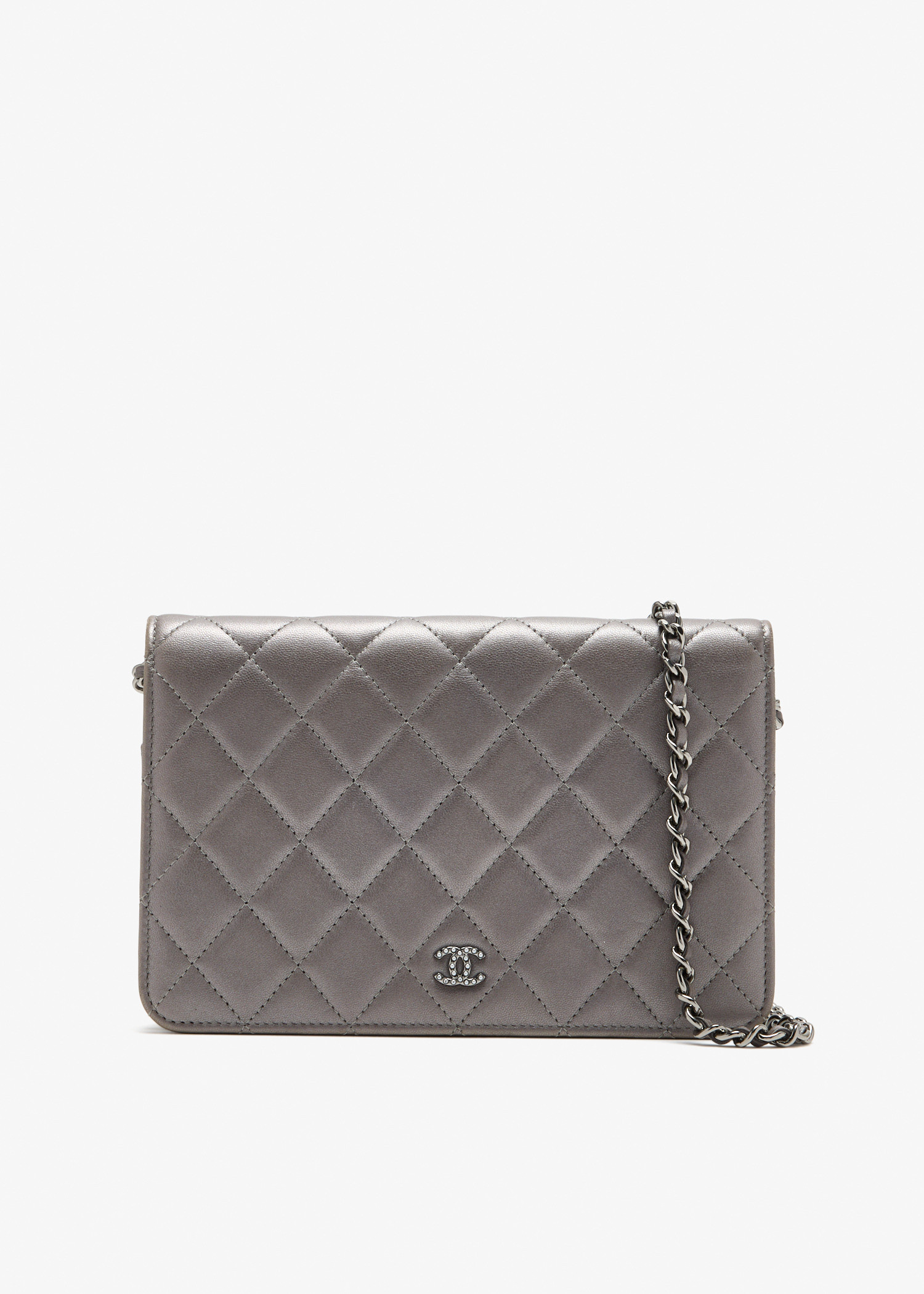 CC Quilted chain wallet, Silver
CC Quilted chain wallet, Silver