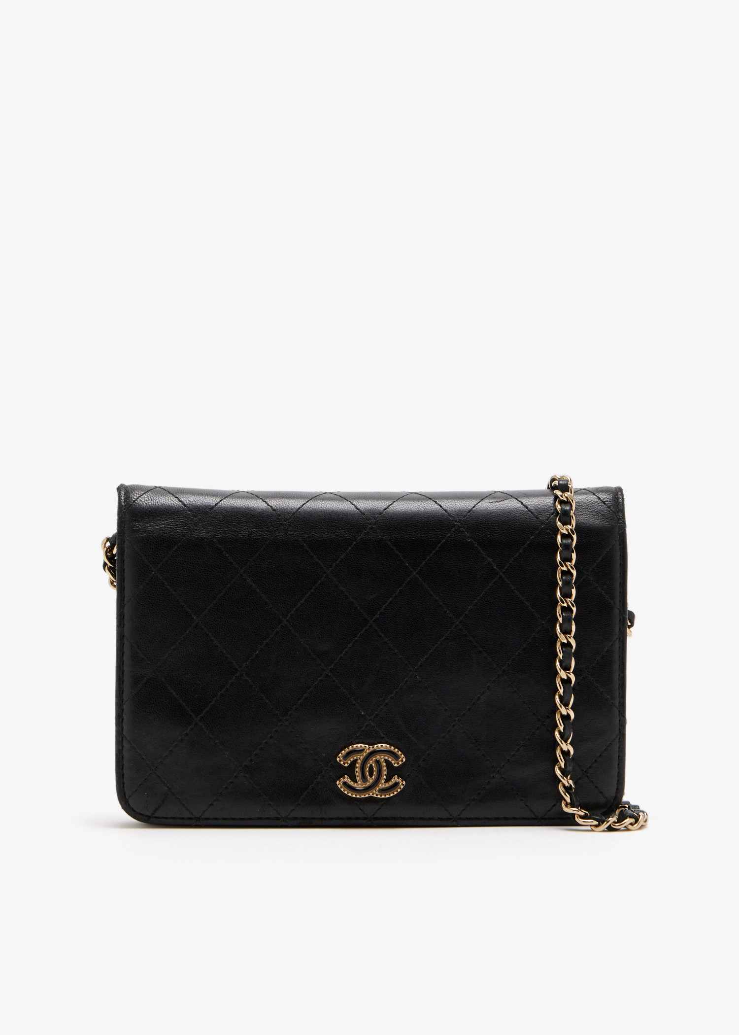 CC quilted lambskin chain wallet, Black
CC quilted lambskin chain wallet, Black