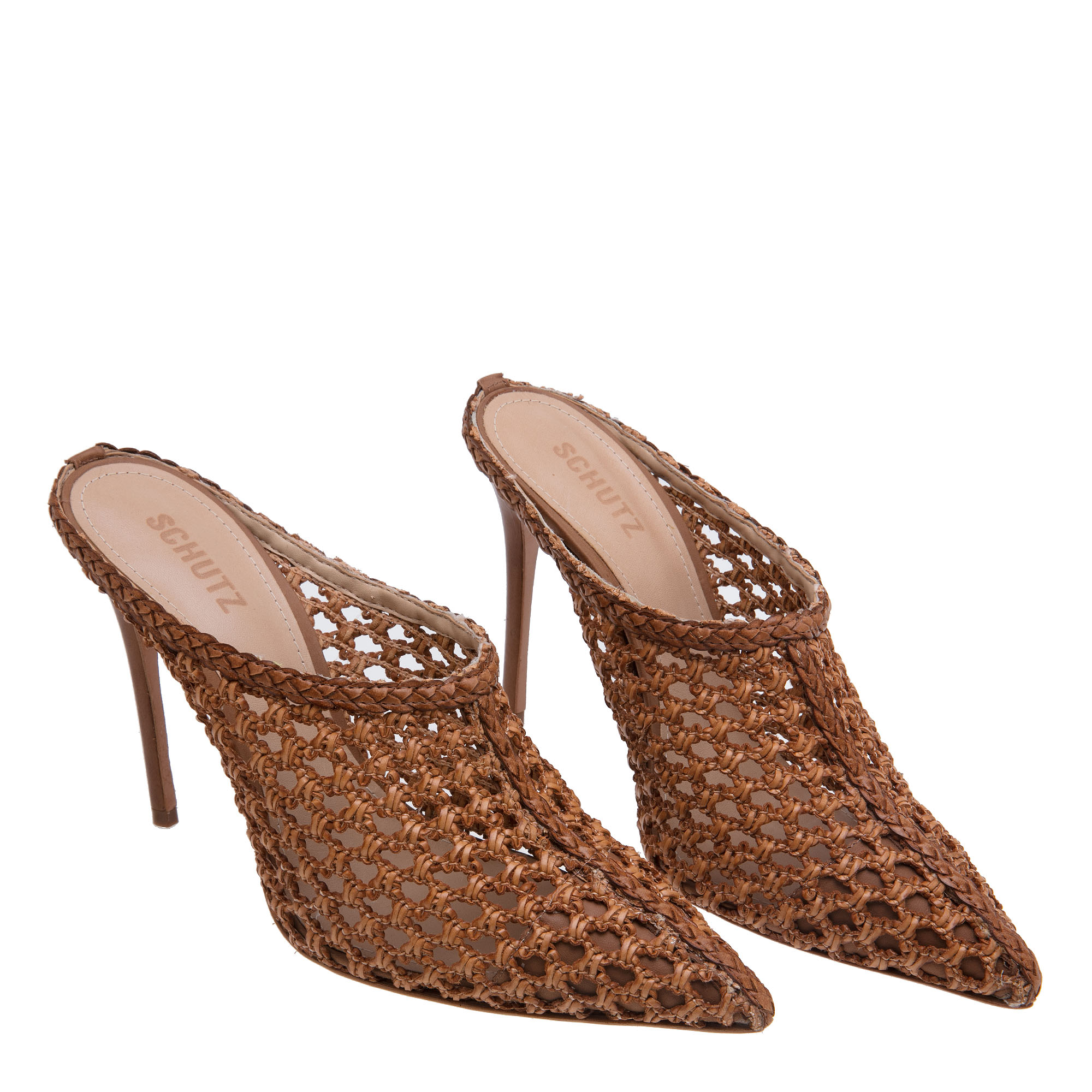 Point-toe mules, Brown