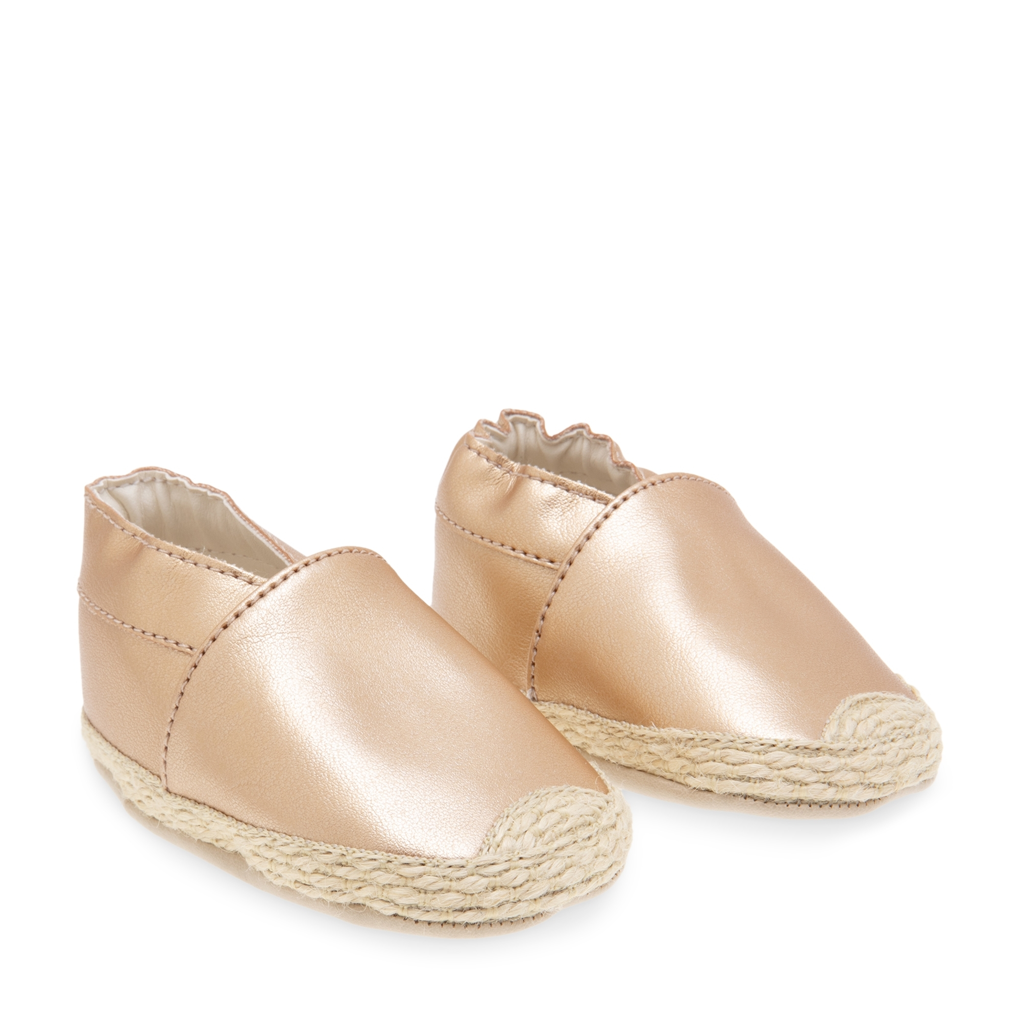 Leather crib shoes, Gold