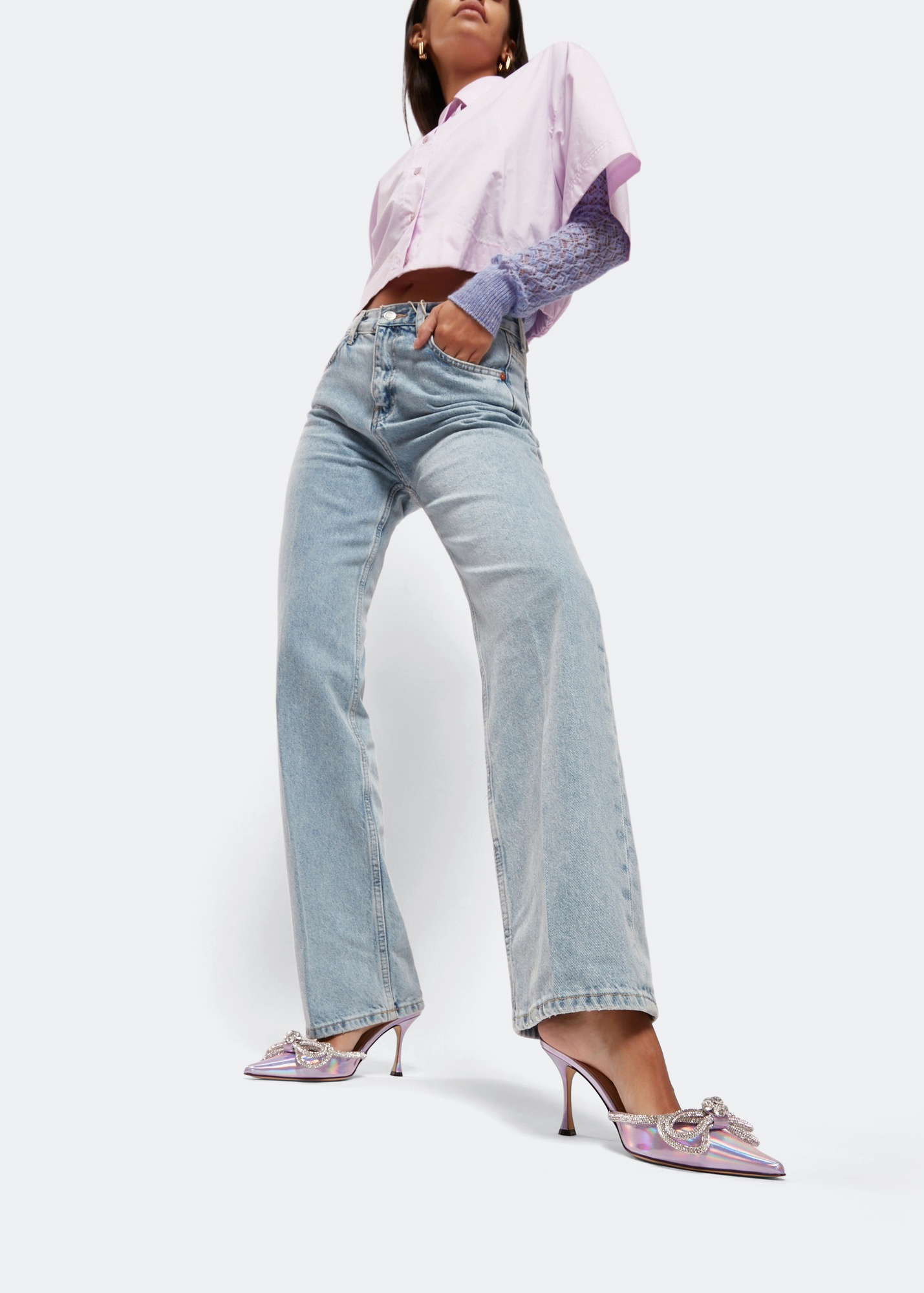 Double Bow mules, Purple