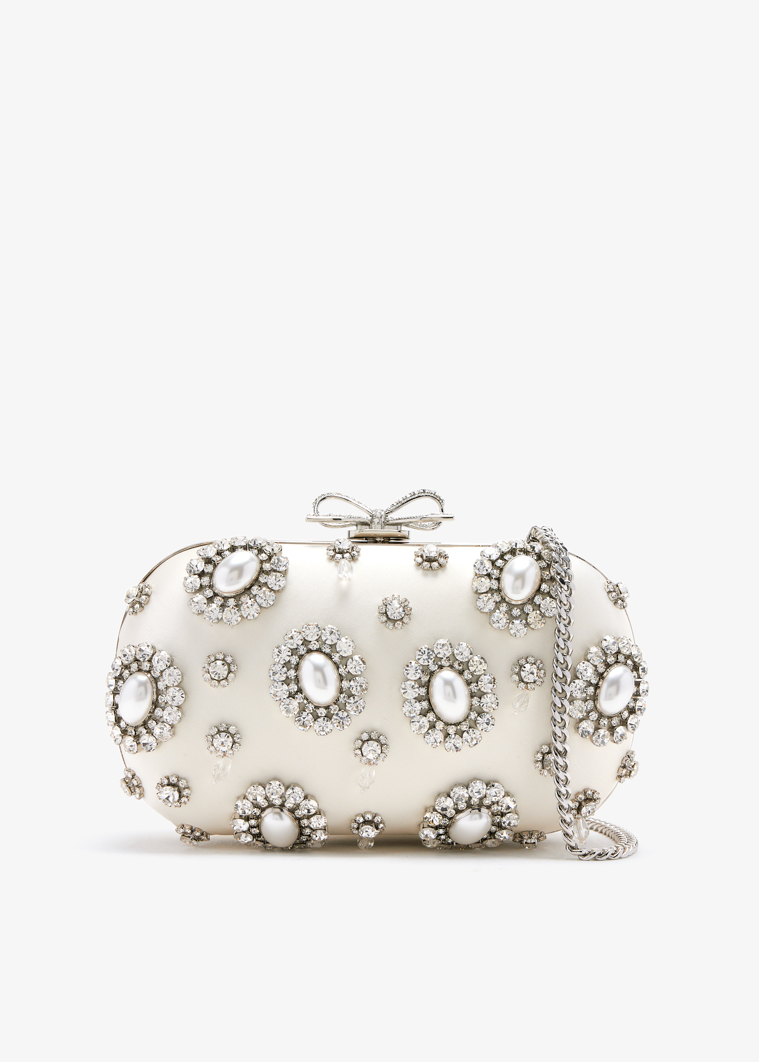Crystal-embellished clutch, White
Crystal-embellished clutch, White