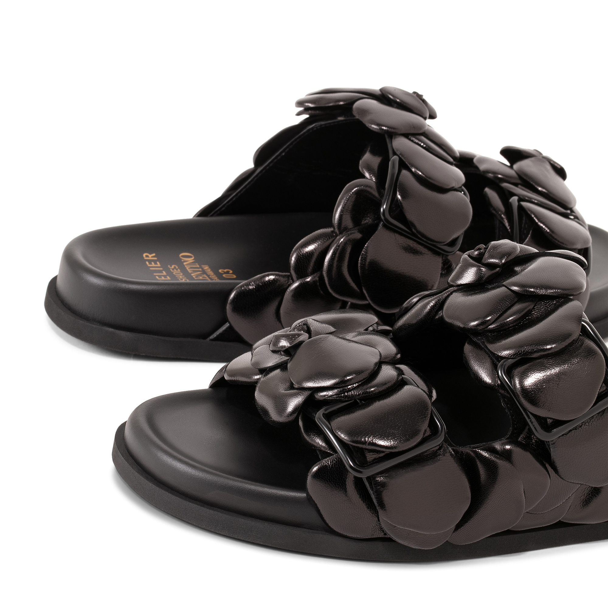 Atelier 03 Rose Edition slide sandals, Black
Atelier 03 Rose Edition slide sandals, Black
