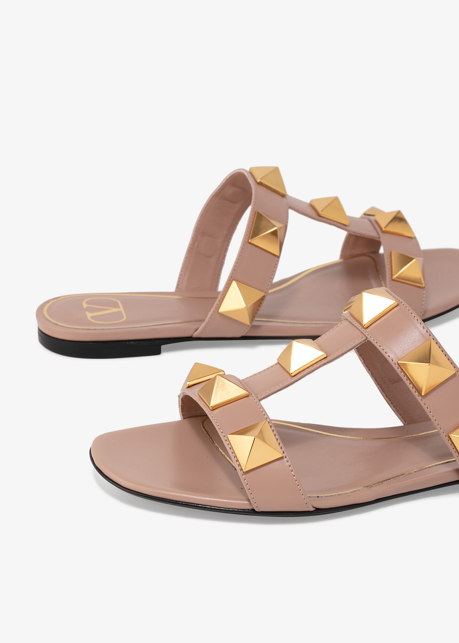 Roman Stud mules, Beige