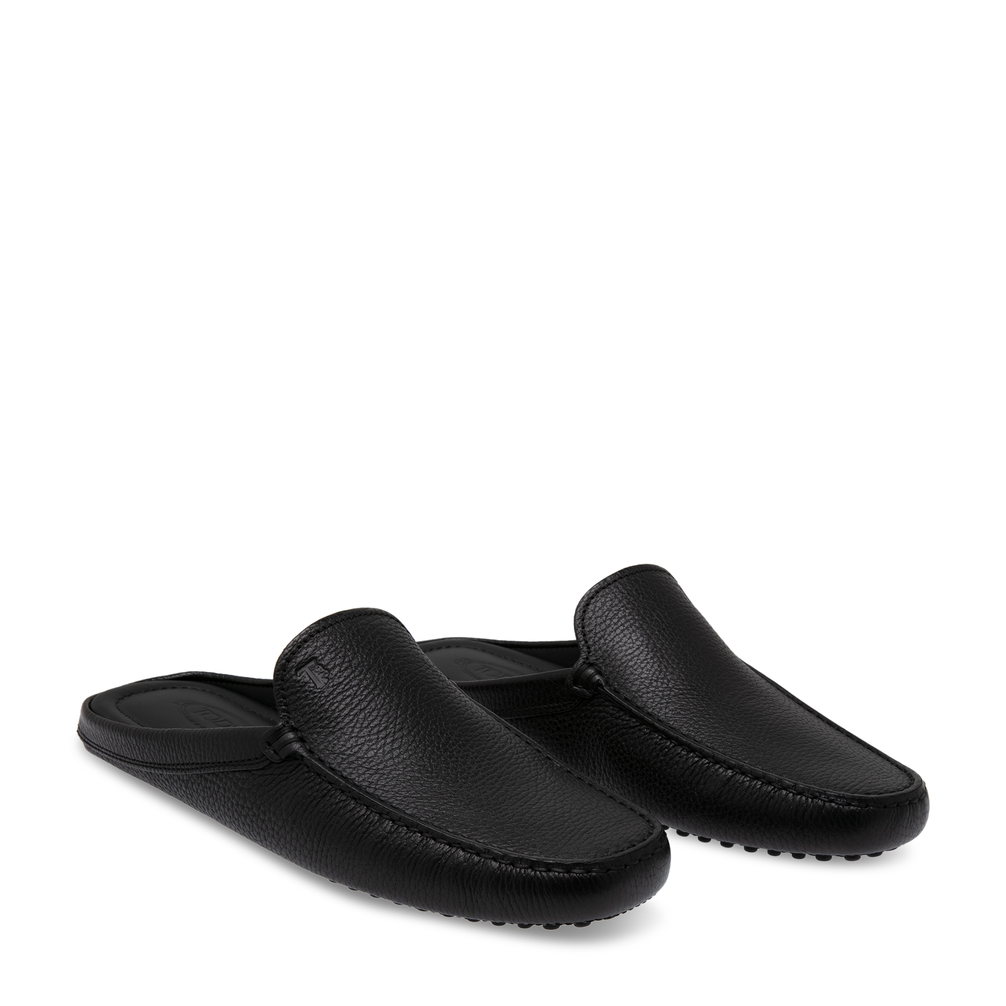 Leather backless loafers, Black
