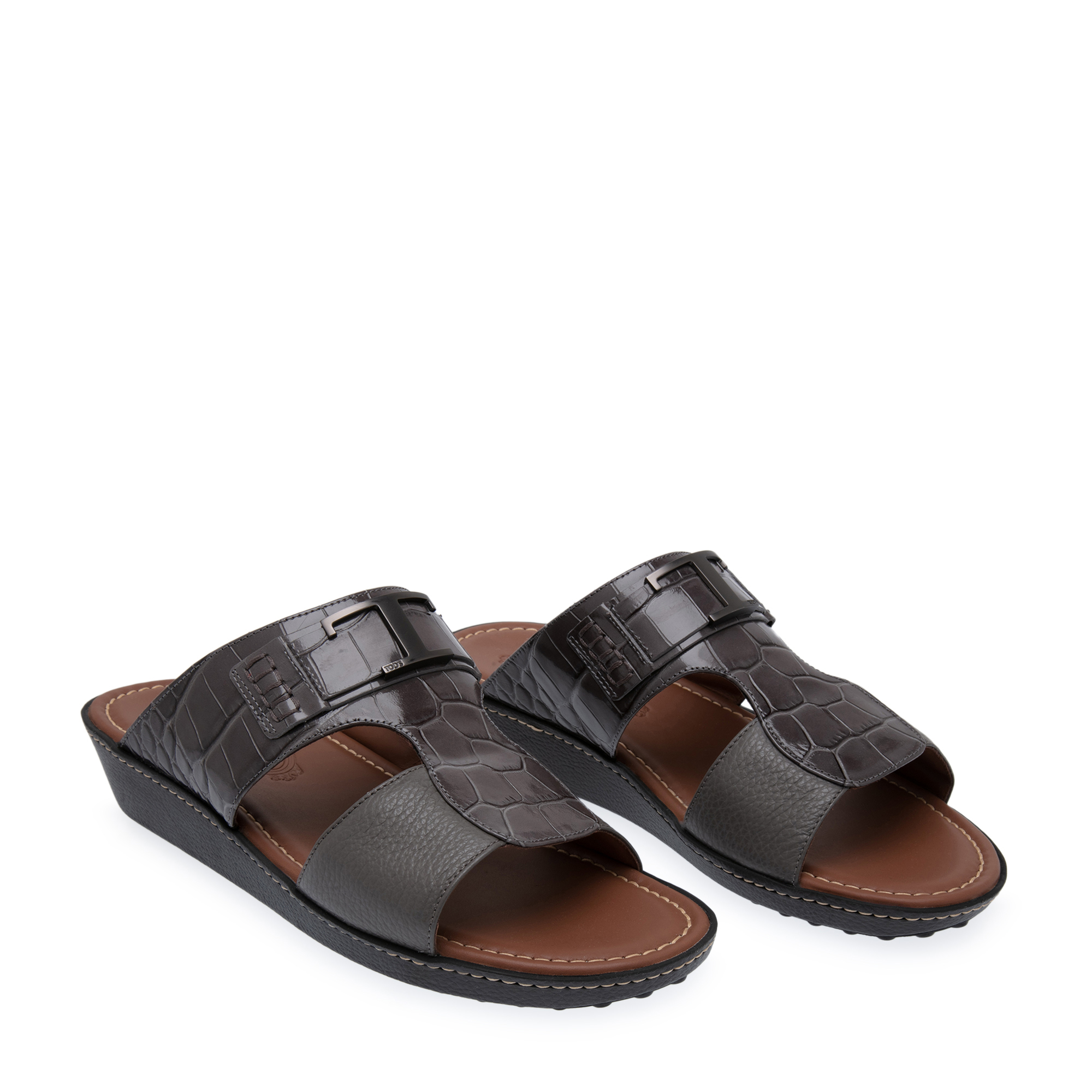 Leather sandals, Grey