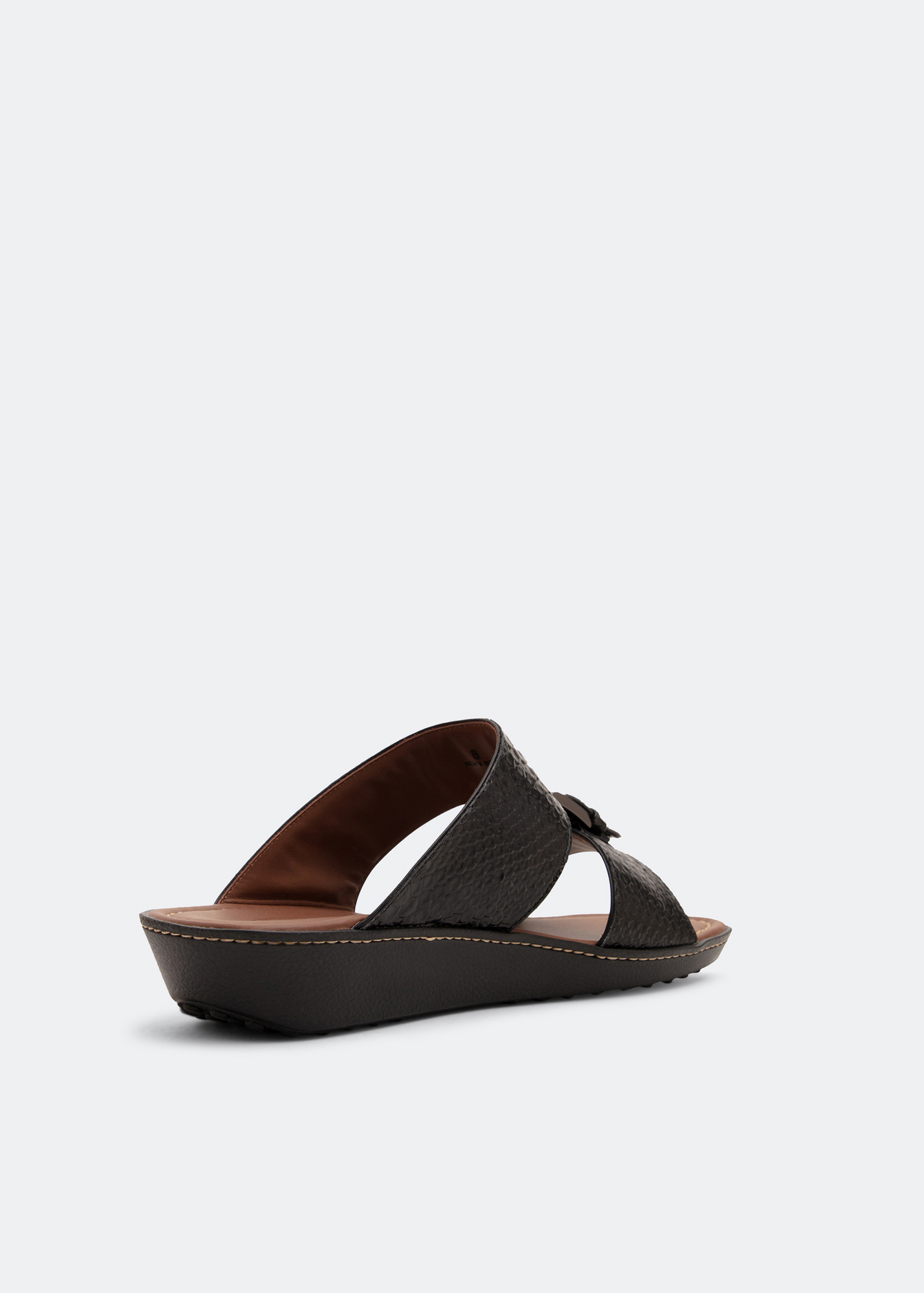 Python print leather sandals, Black