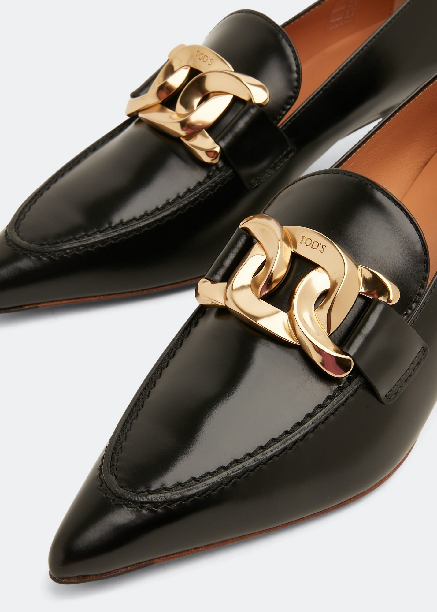 Leather heeled loafers, Black