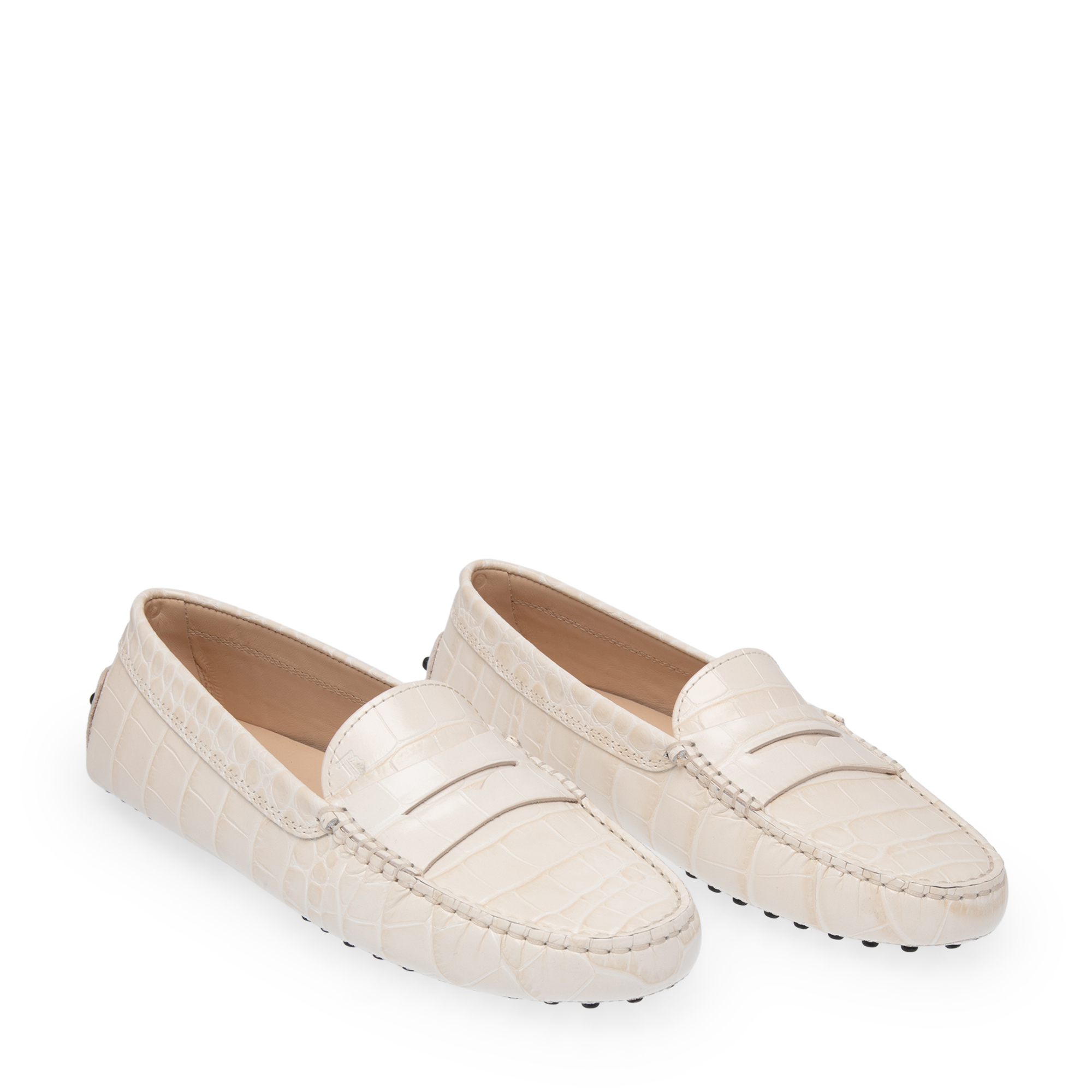 Gommino driving shoes, White