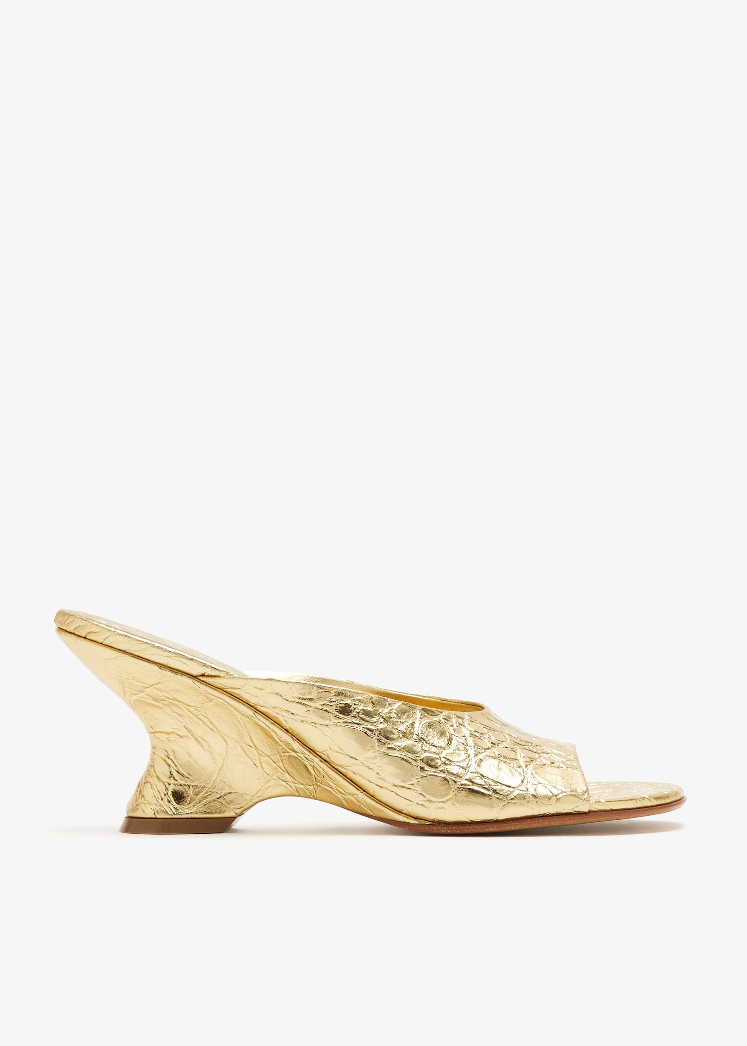 

Open-toe leather mules, Gold