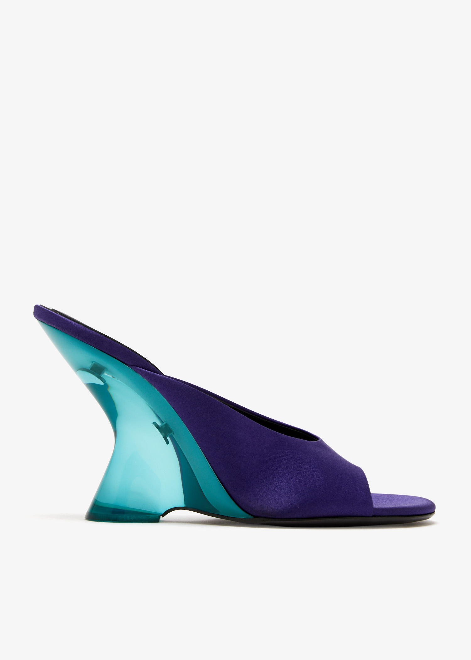 

Open-toe satin mules, Purple