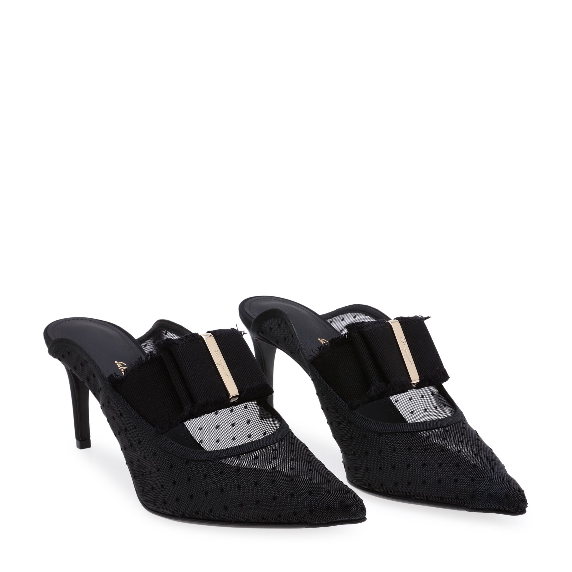 

Double Bow mules, Black